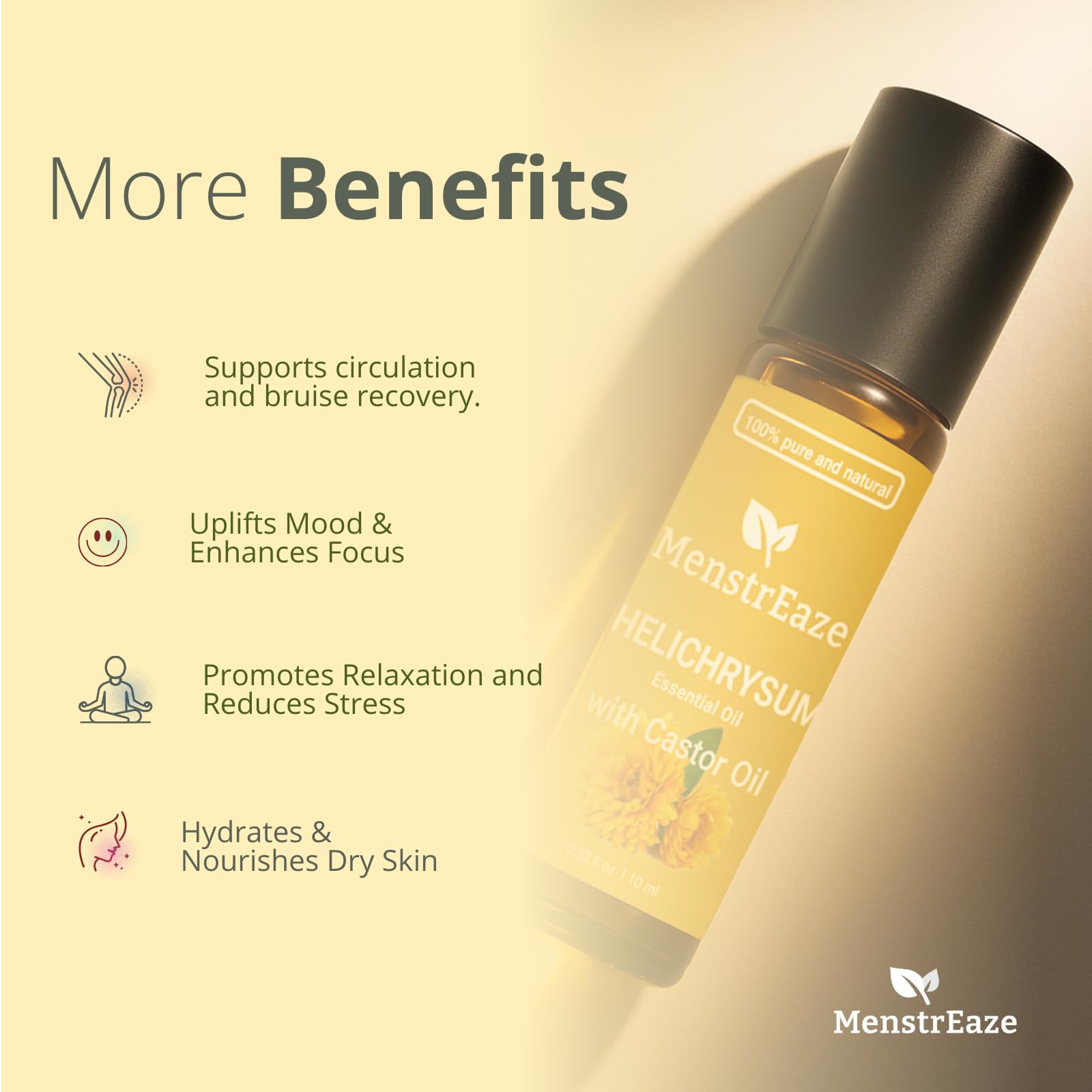 Helichrysum & Castor Oil Roll-On 10ml | High Potency, Acne & Anti-Aging