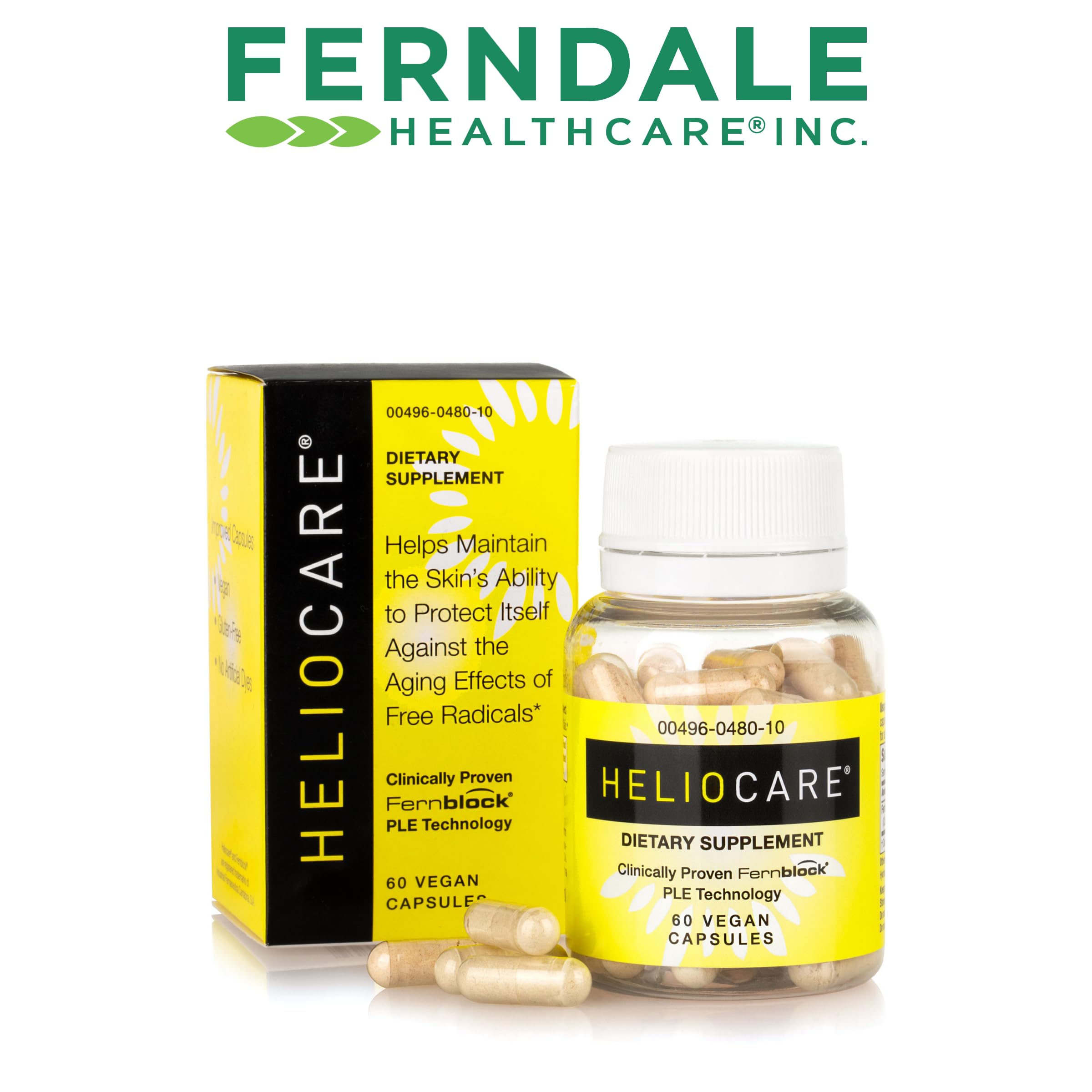 Heliocare Skin Care Dietary Supplement - 240mg Polypodium Leucotomos (PLE) with Fernblock – 60 Veggie Capsules