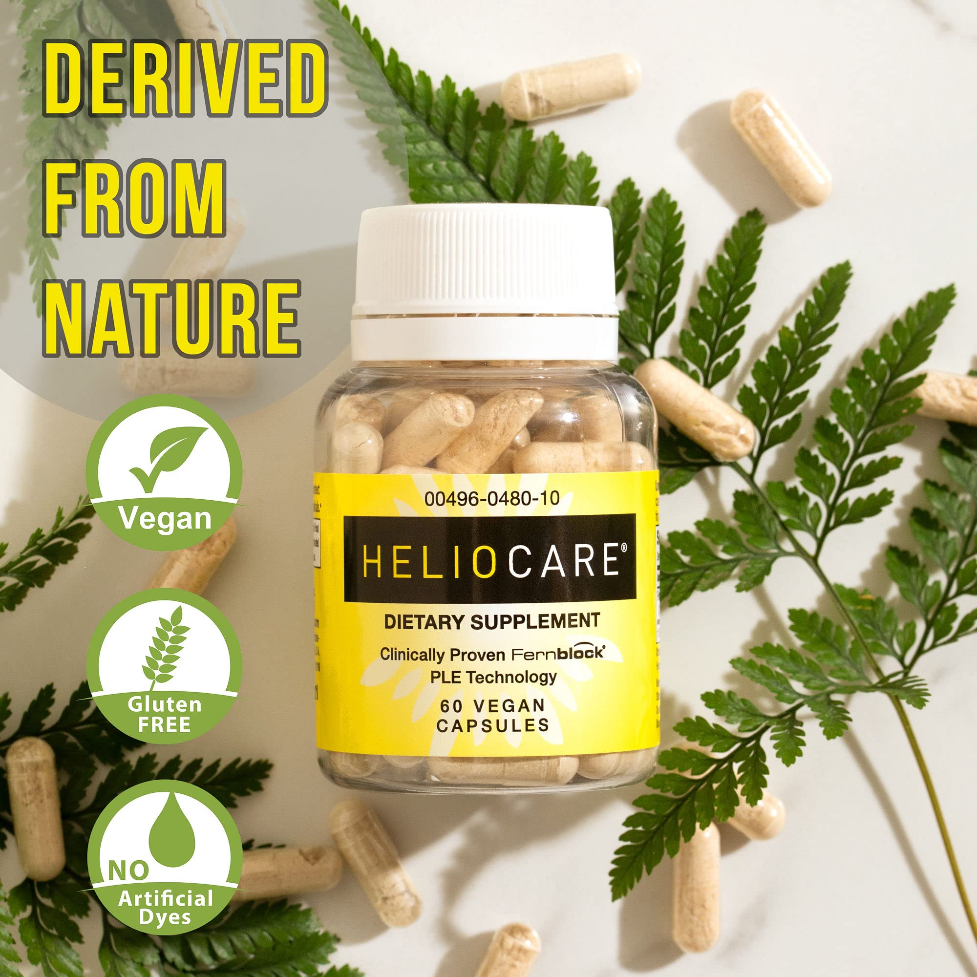 Heliocare Skin Care Dietary Supplement - 240mg Polypodium Leucotomos (PLE) with Fernblock – 60 Veggie Capsules