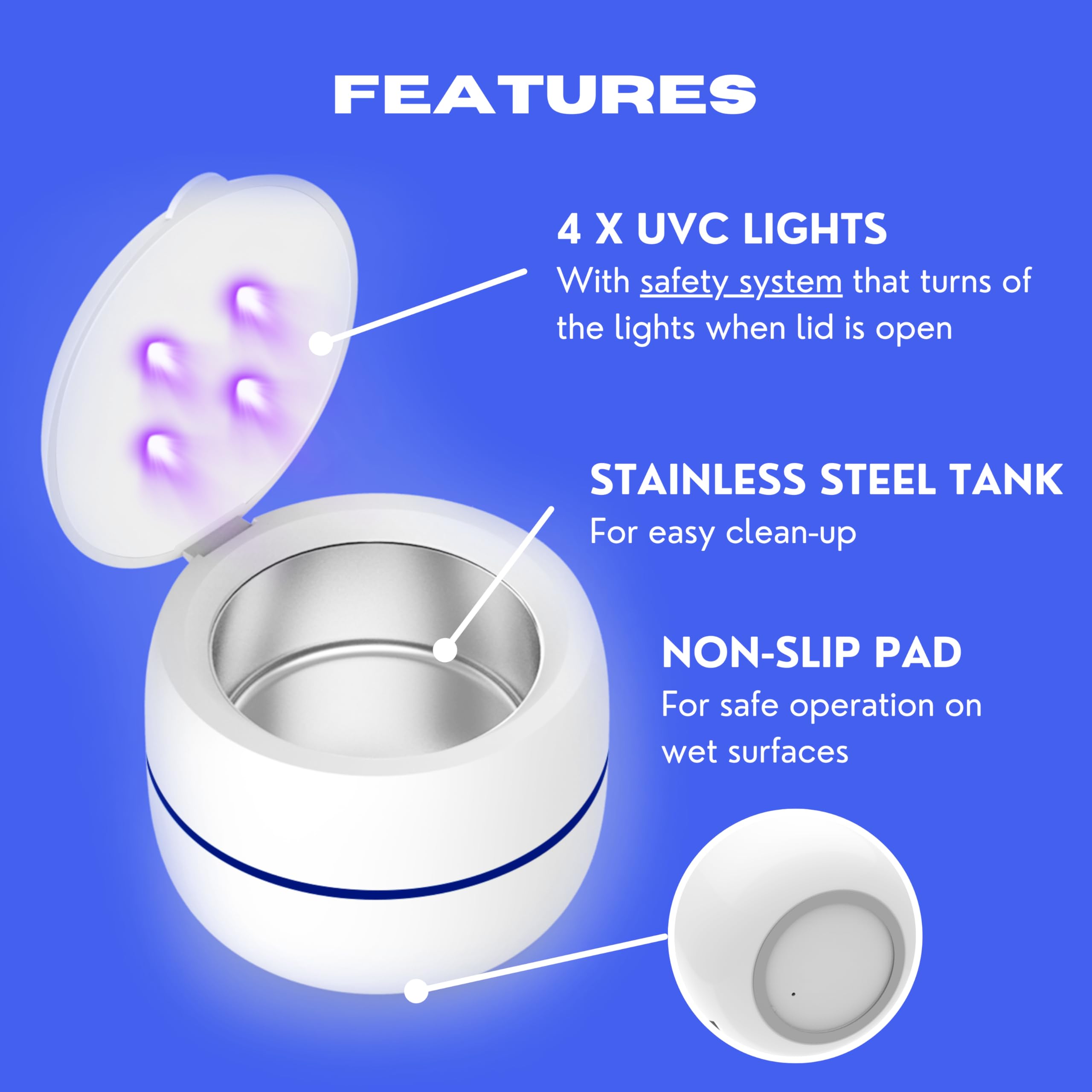 Hello Bright Ultrasonic Retainer Cleaner with UV Lights | Dental Pod