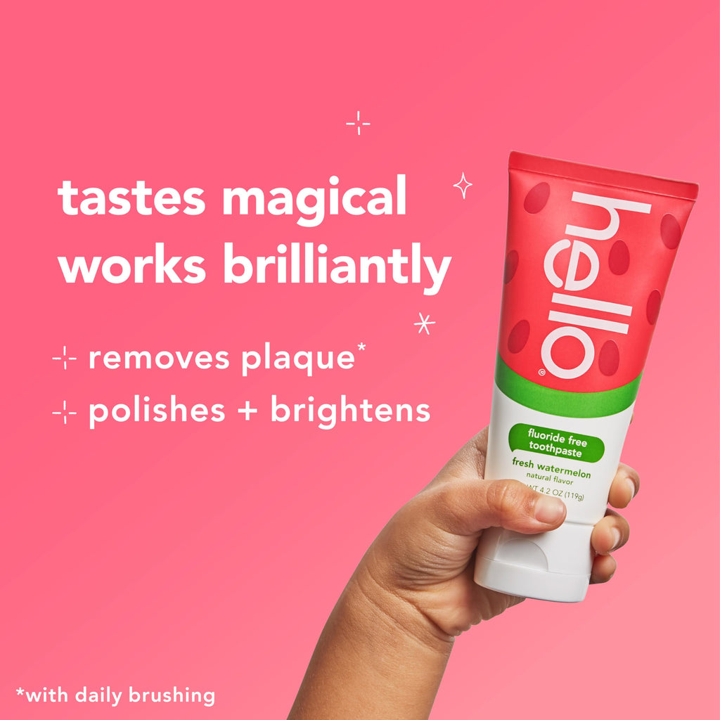 Hello Fresh Watermelon Fluoride Free Kids Toothpaste – 3 Pack, 4.2 oz Tubes