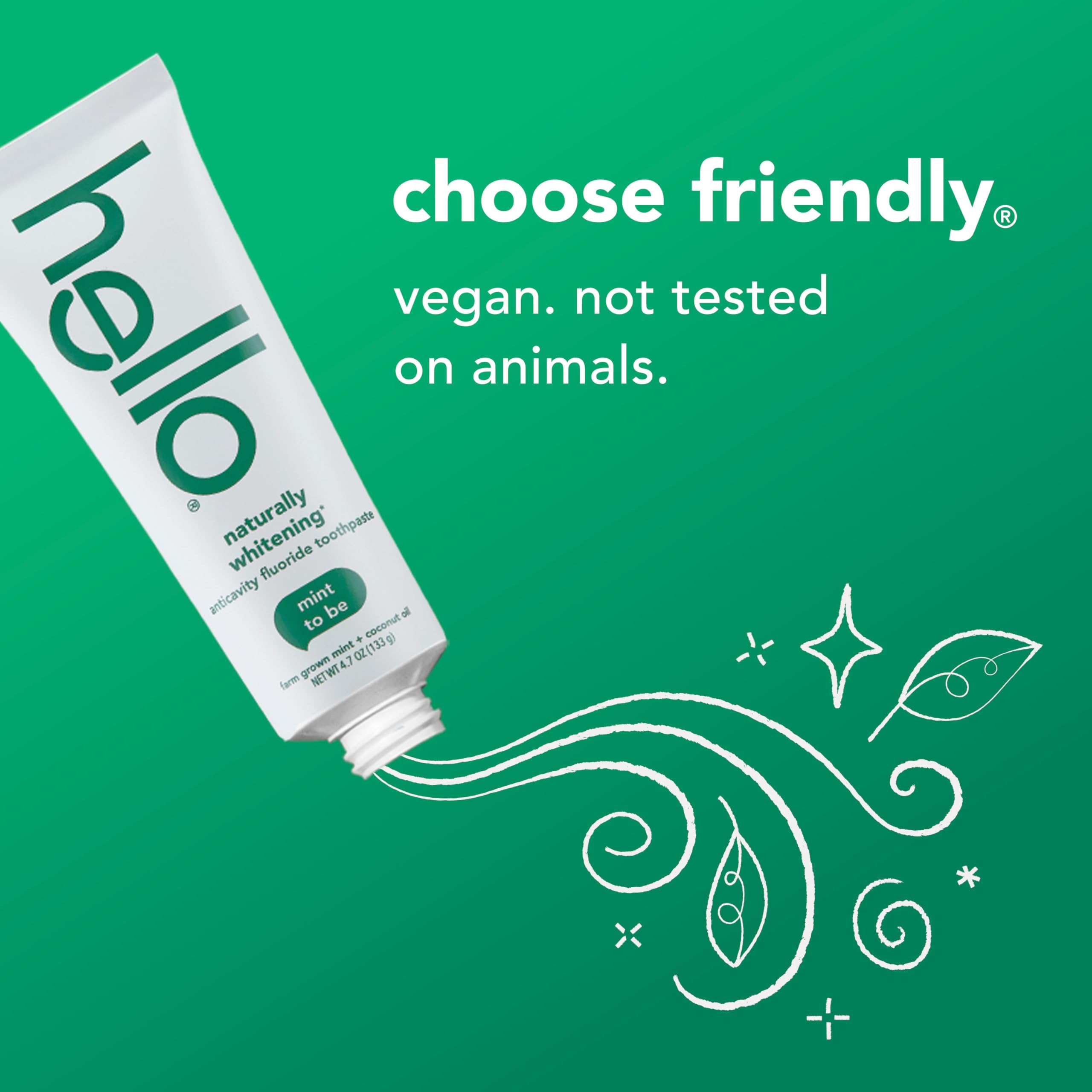 hello Naturally Whitening Fluoride Toothpaste — Mint, 3 Pack (4.7 oz tubes)