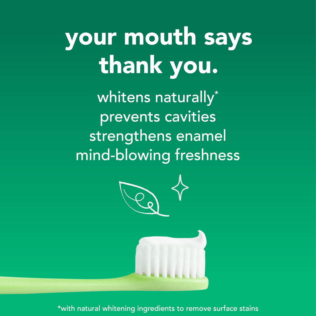 hello Naturally Whitening Fluoride Toothpaste — Mint, 3 Pack (4.7 oz tubes)