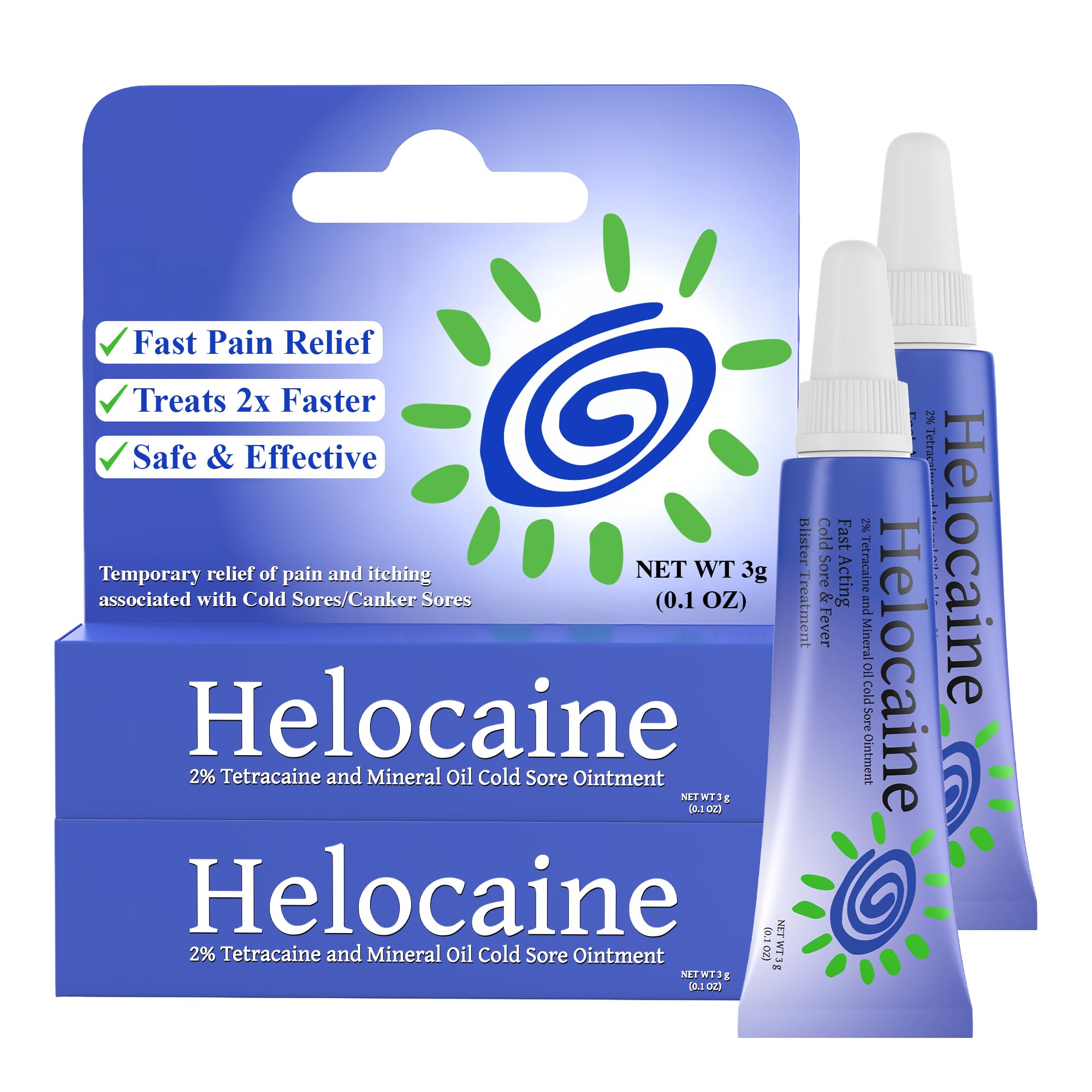 Helocaine Fast Acting Cold Sore Treatment – 3g OTC Pain Relief (2 Pack)