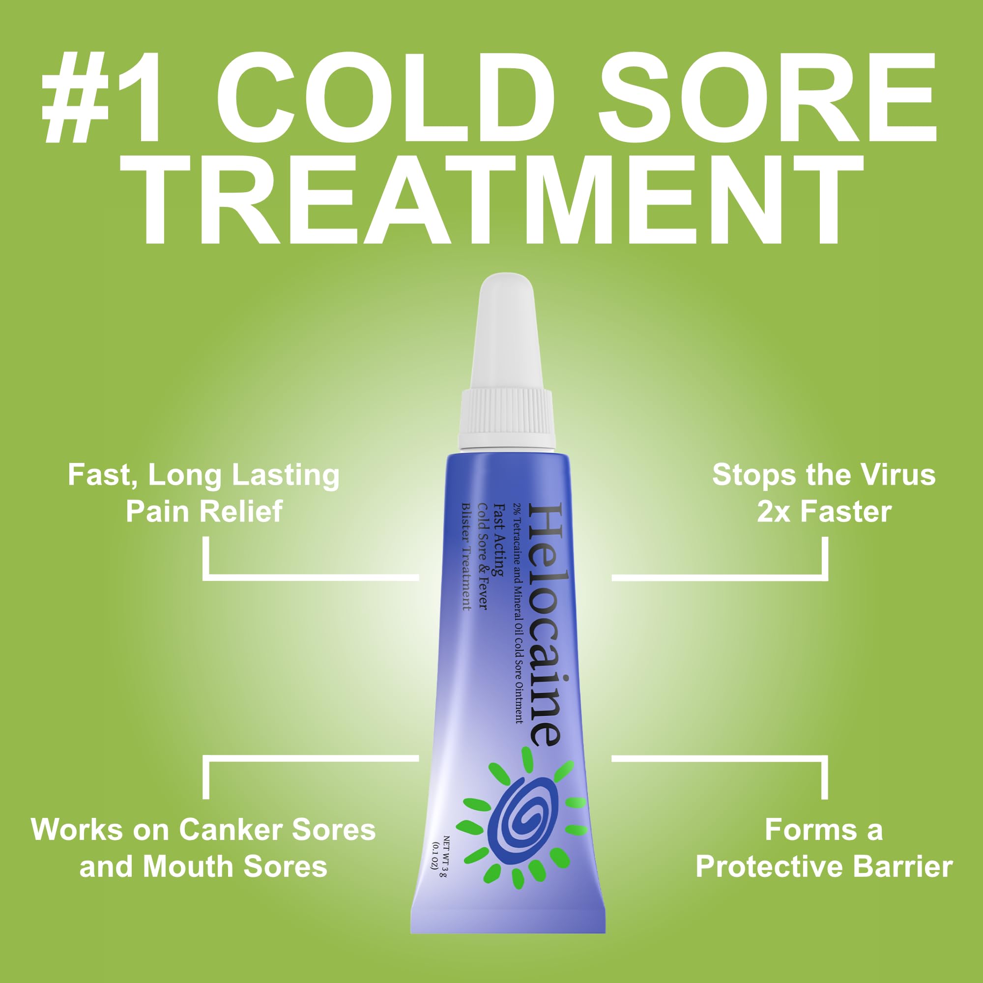 Helocaine Fast Acting Cold Sore Treatment – 3g OTC Pain Relief (2 Pack)