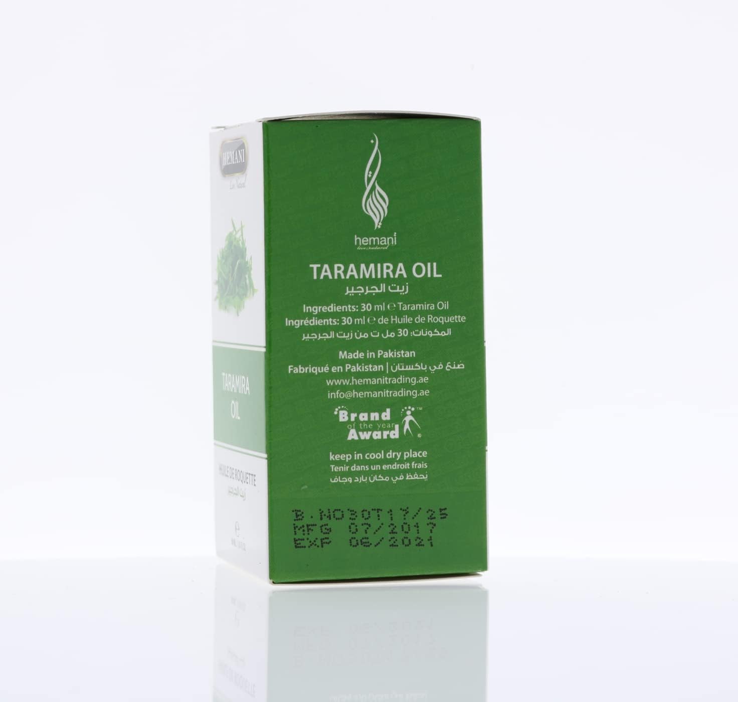 Hemani Taramira Oil 30ml - 100% Pure Eruca Sativa Seed Oil for Skin & Hair