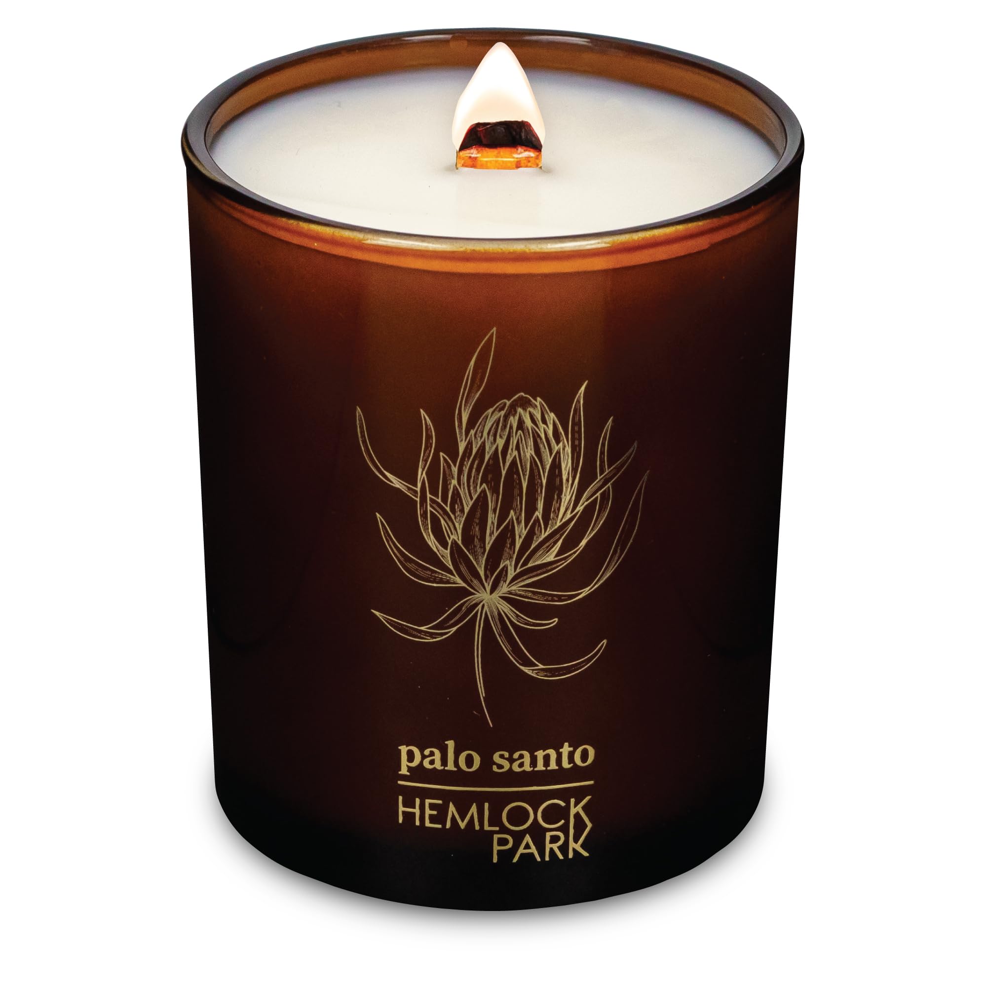 Hemlock Park Amber & Gold Wood Wick Candle – Handcrafted Coconut Wax 7.2 oz