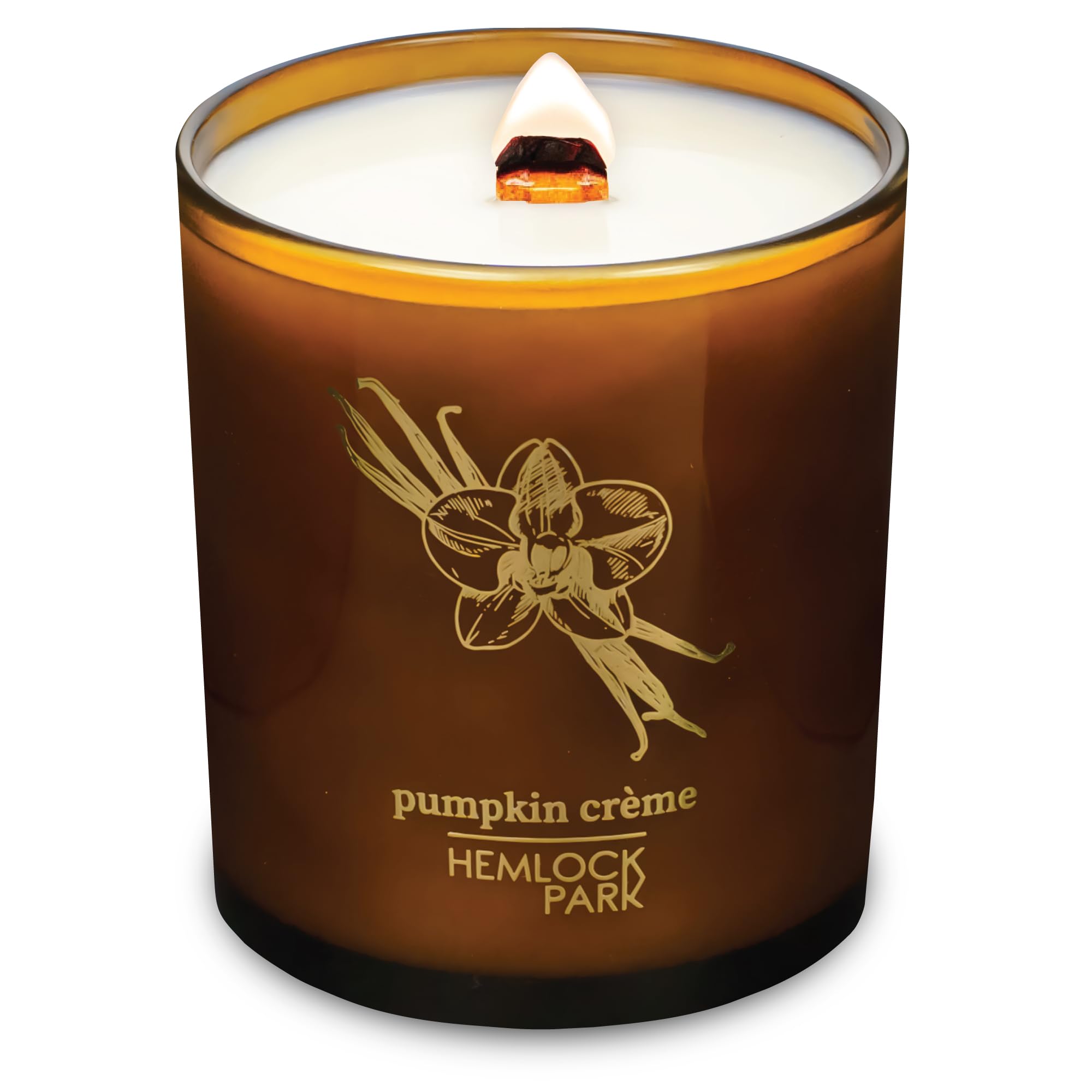 Hemlock Park Amber & Gold Wood Wick Candle – 14 oz Pumpkin Crème