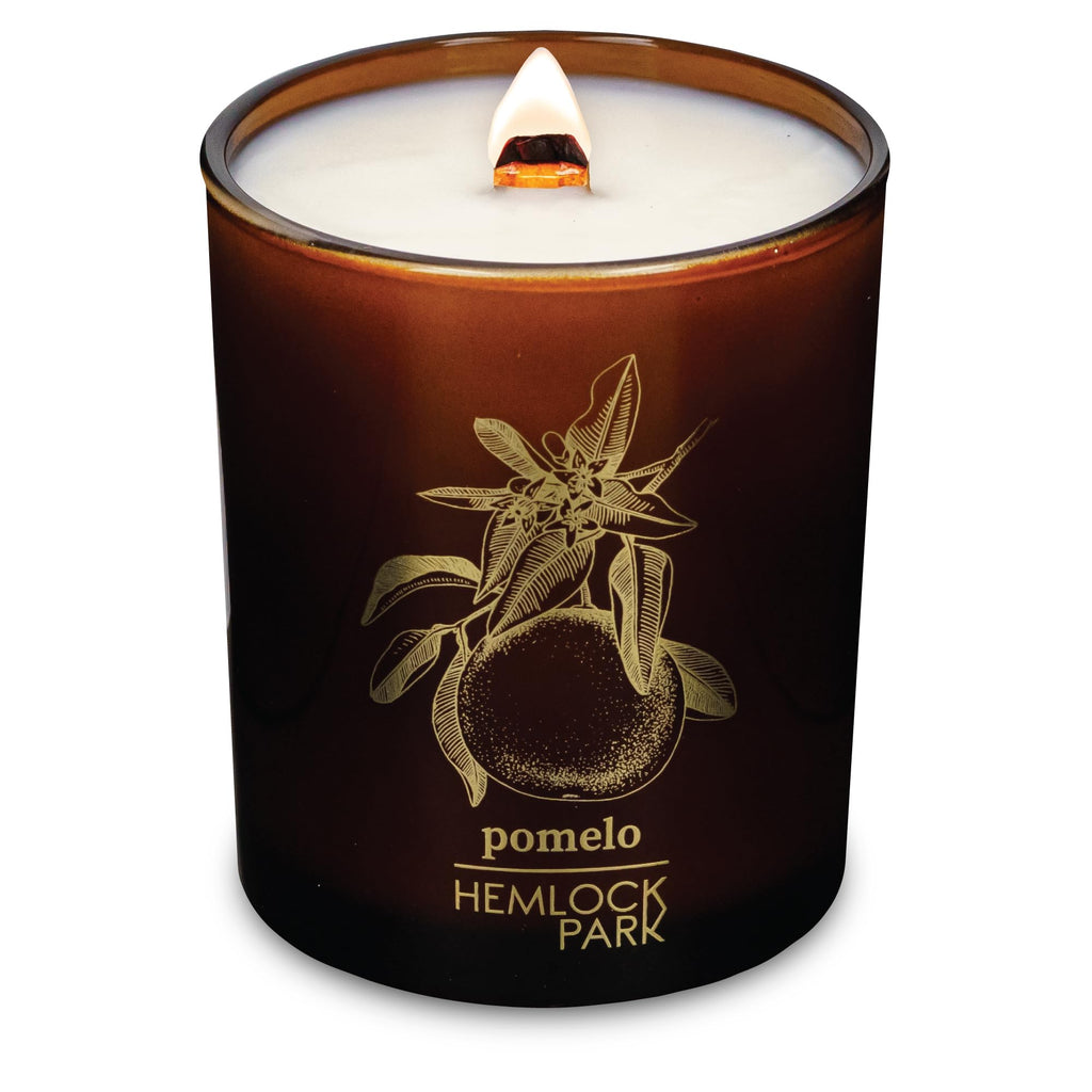 Hemlock Park Amber & Gold Wood Wick Candle – Coconut Wax (7.2 oz) Pomelo Citrus