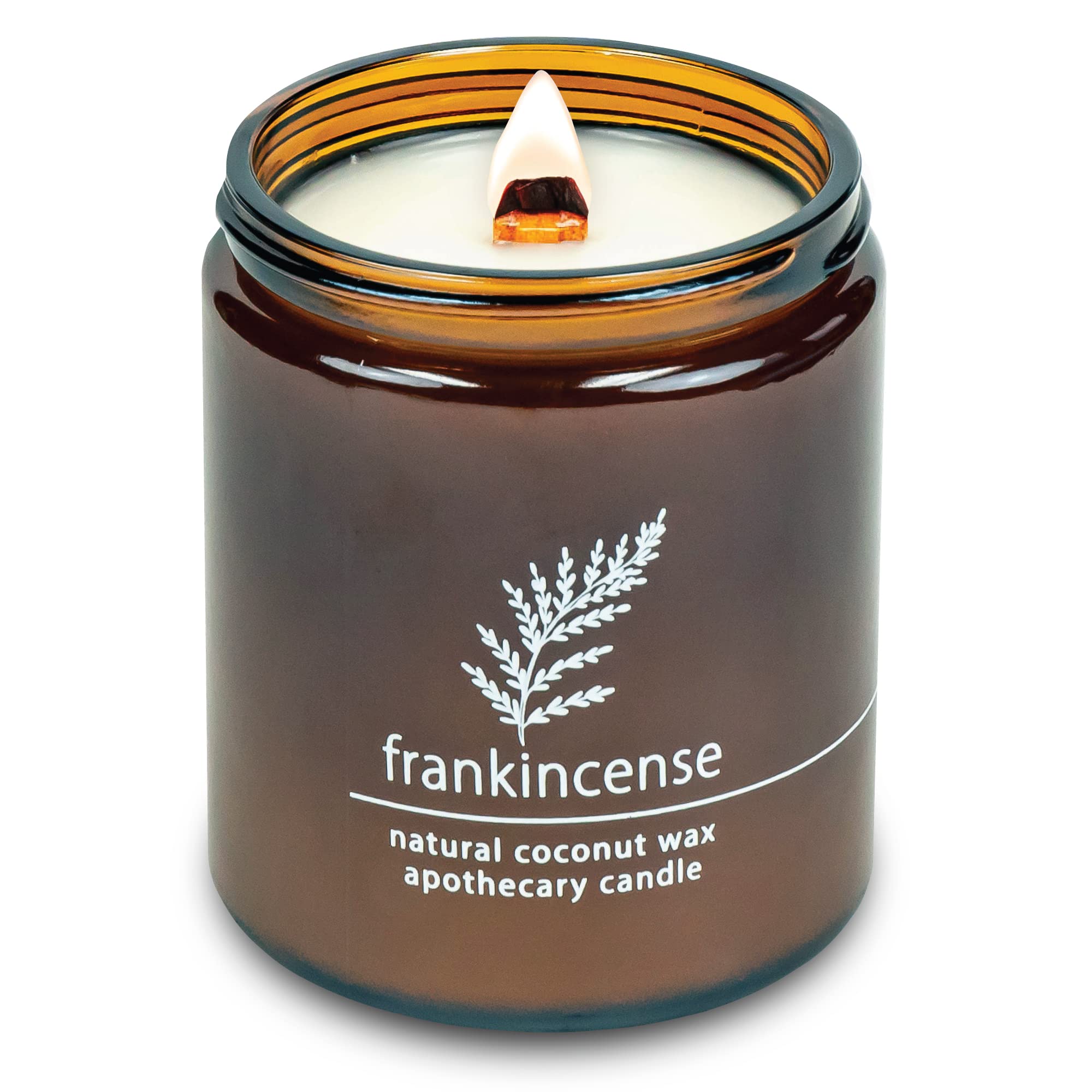 Hemlock Park Crackling Wood Wick Candle – Handcrafted Coconut Wax (8 oz, Frankincense)