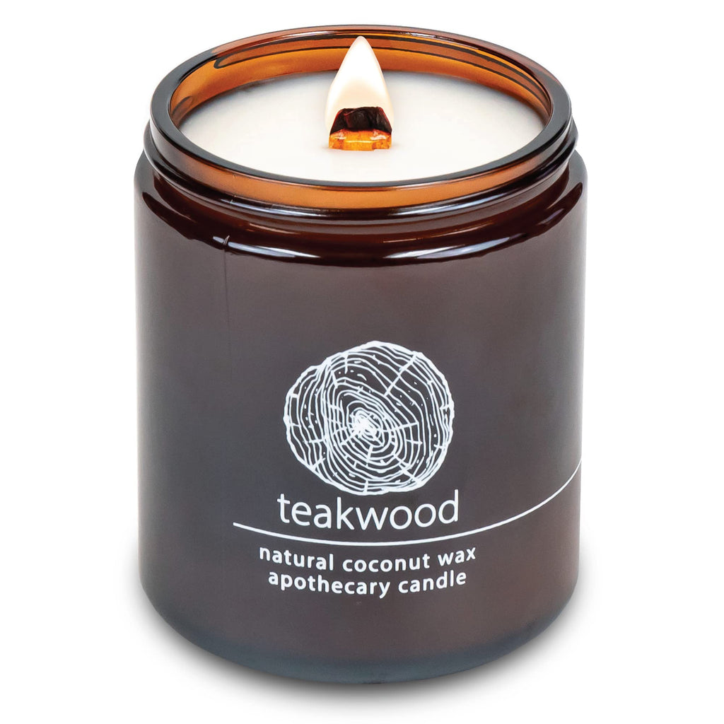 Hemlock Park Crackling Wood Wick Candle – Coconut Wax, Teakwood, 8 oz