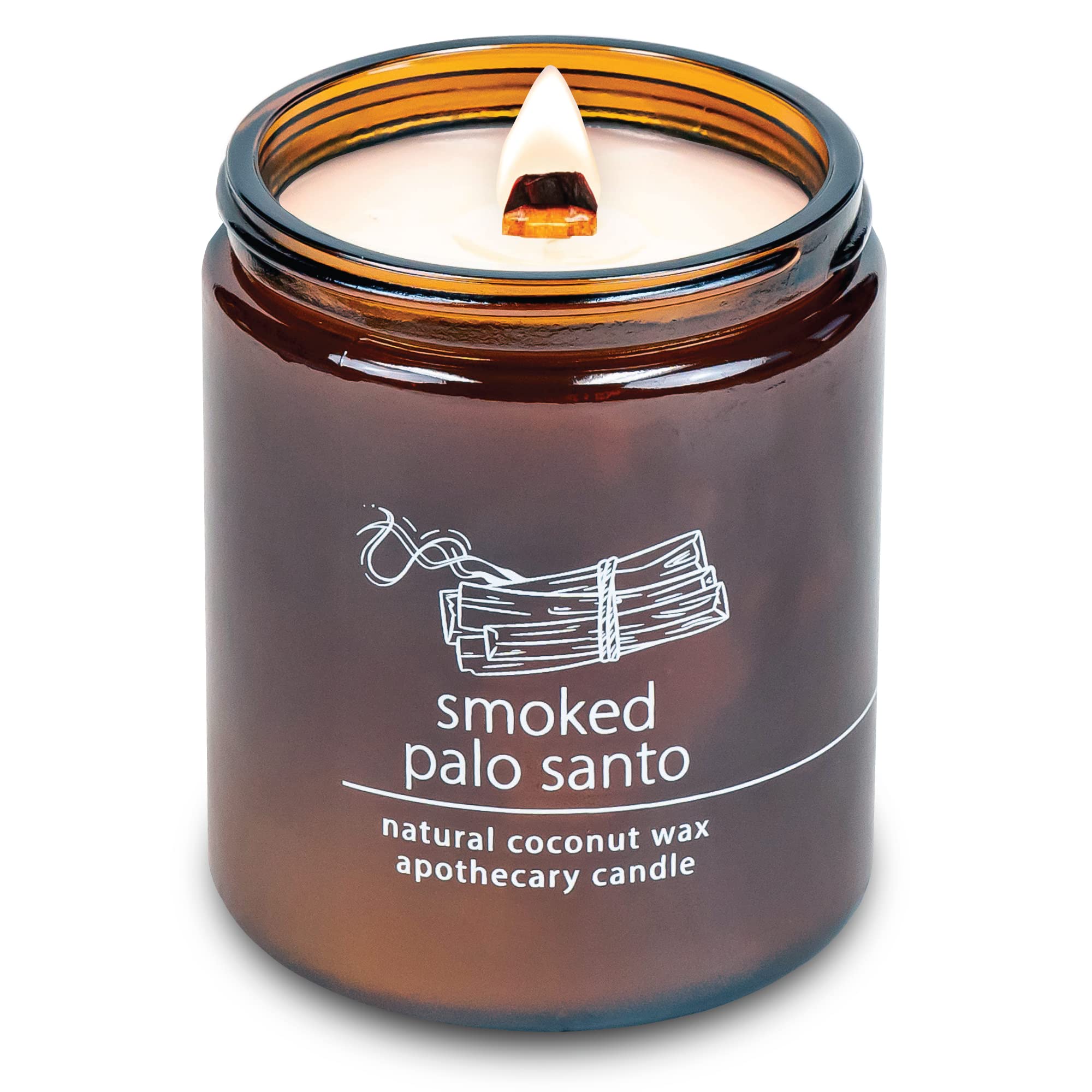 Hemlock Park Crackling Wood Wick Candle – Handcrafted Coconut Wax, 8 oz, Smoked Palo Santo