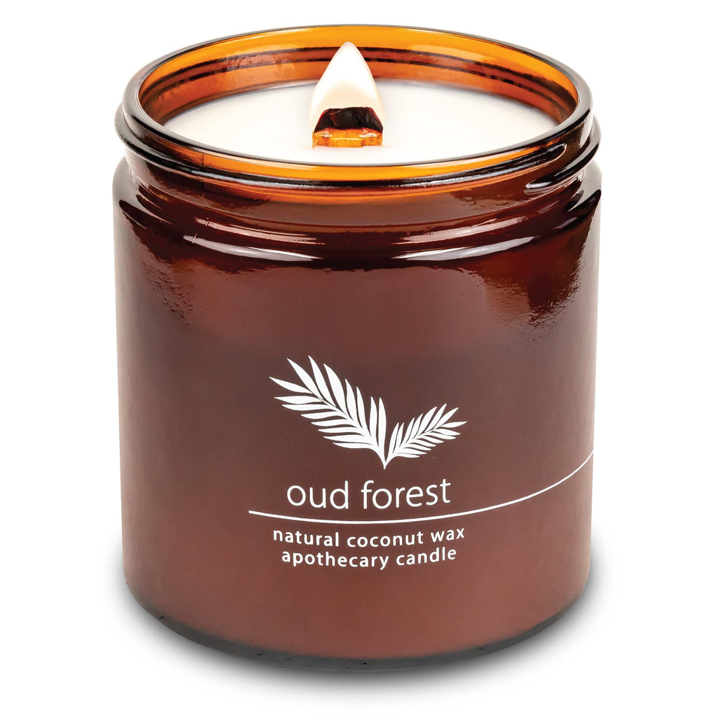 Hemlock Park Crackling Wood Wick Candle - Handcrafted Oud Forest, 16 oz