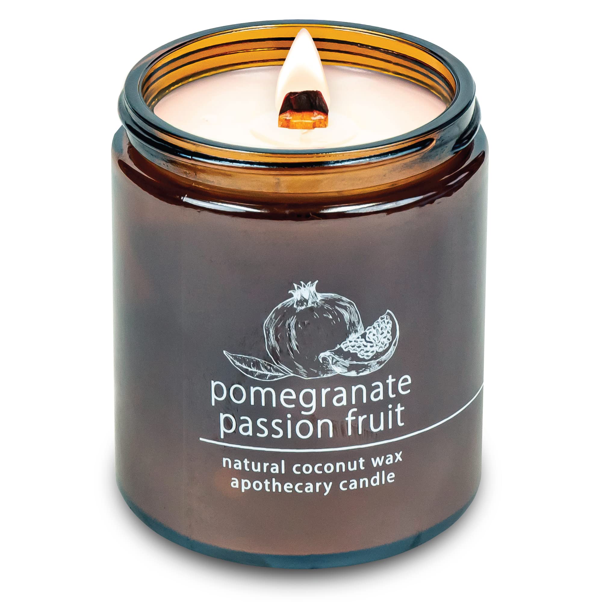 Hemlock Park Crackling Wood Wick Candle – Coconut Wax, 8 oz, Pomegranate Passion Fruit