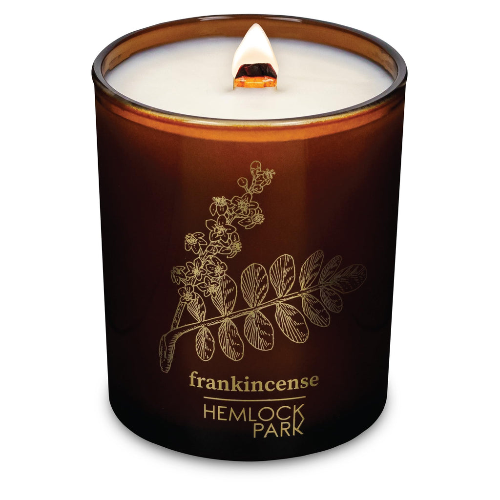 Hemlock Park Wood Wick Candle | Natural Coconut Wax, Frankincense (7.2 oz)
