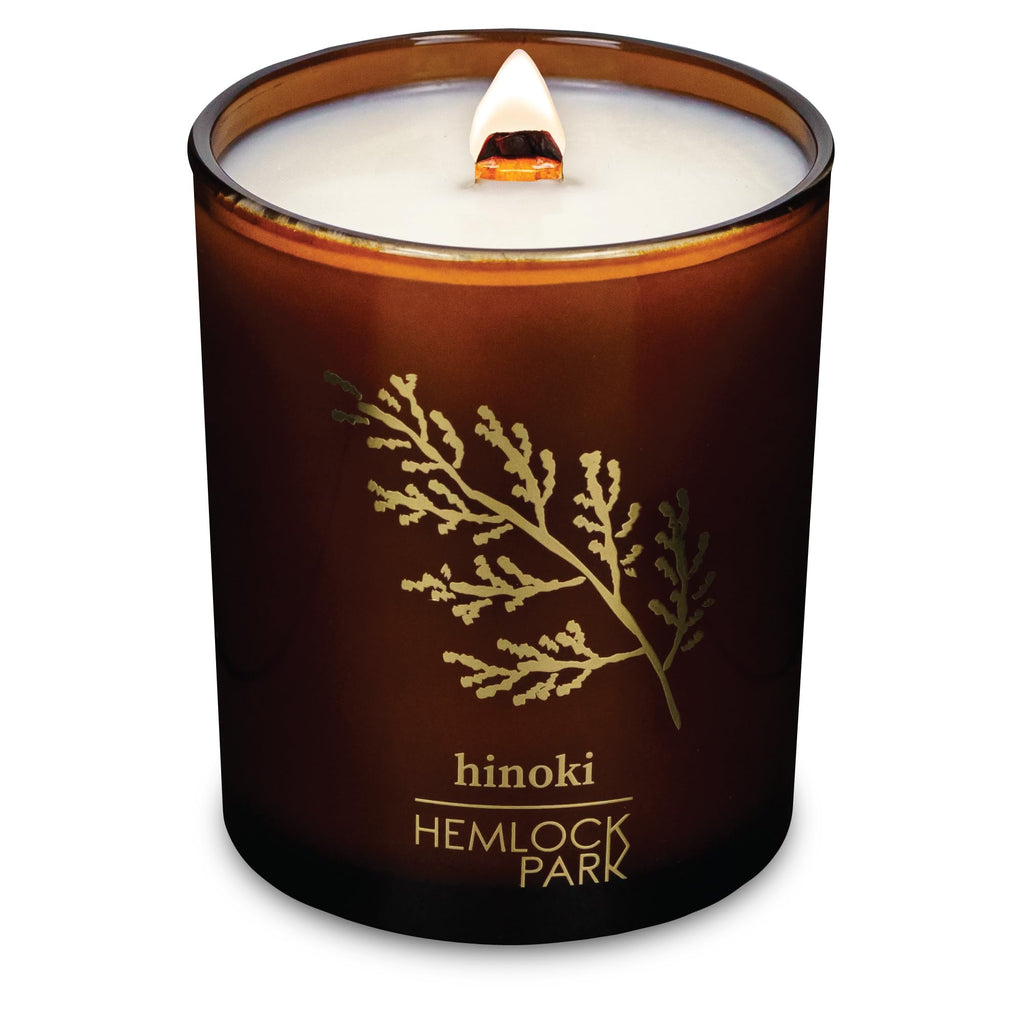 Hemlock Park Amber & Gold Wood Wick Candle – 7.2 oz Hinoki
