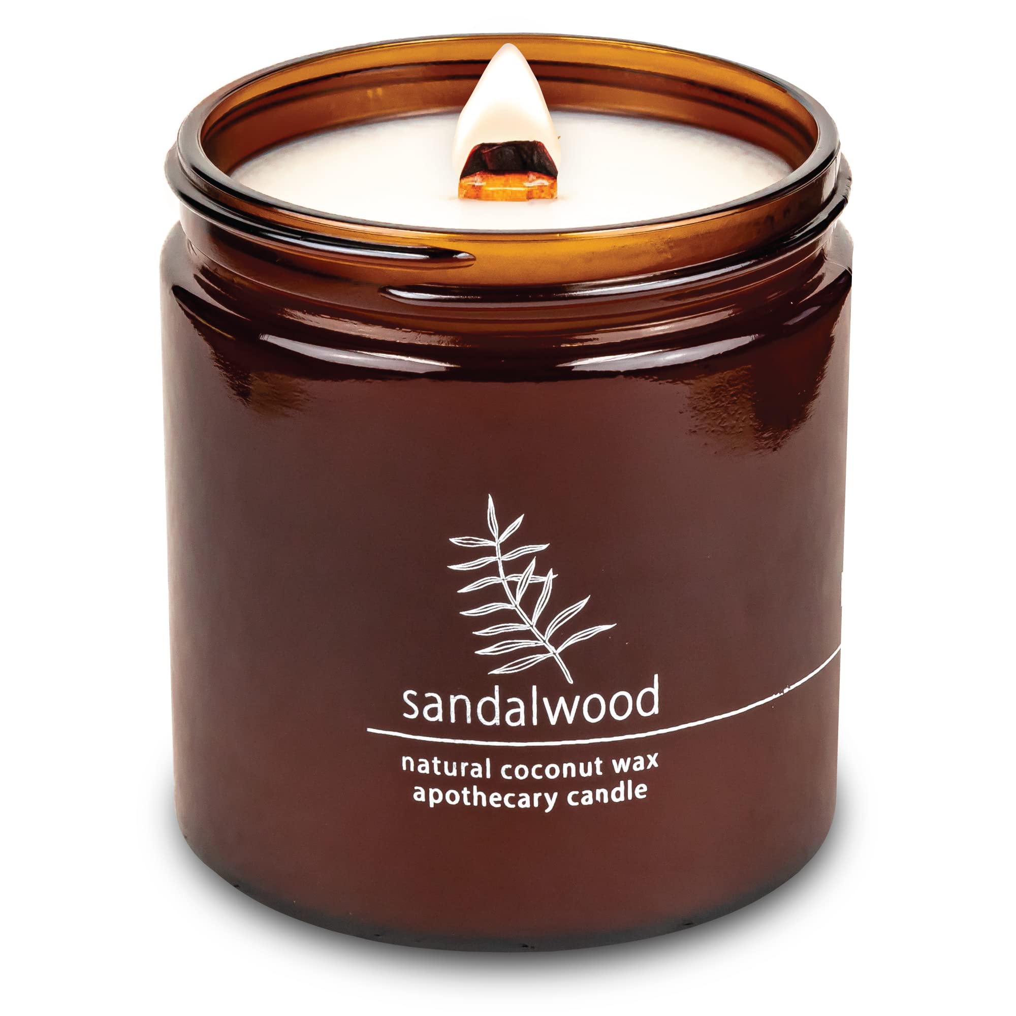 Hemlock Park Crackling Wood Wick Candle – Handcrafted Coconut Wax, Sandalwood, 16 oz