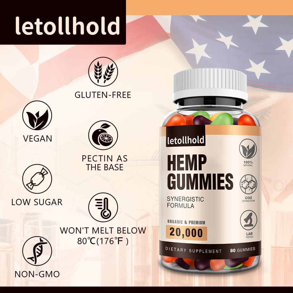 Hemp Gummies Edibles - Advanced Extra Strength Hemp Oil, Low Sugar (4 Packs)