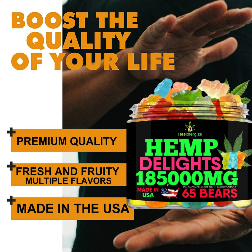 Hemp Gummies Bears Relax - Premium Hemp Oil Gummies | Made in USA | Sleep & Joint Support