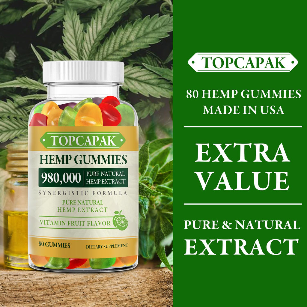 2 Pack Hemp Gummies for Sleep, Pain & Anxiety | Extra Strength Hemp Oil Edibles for Adults