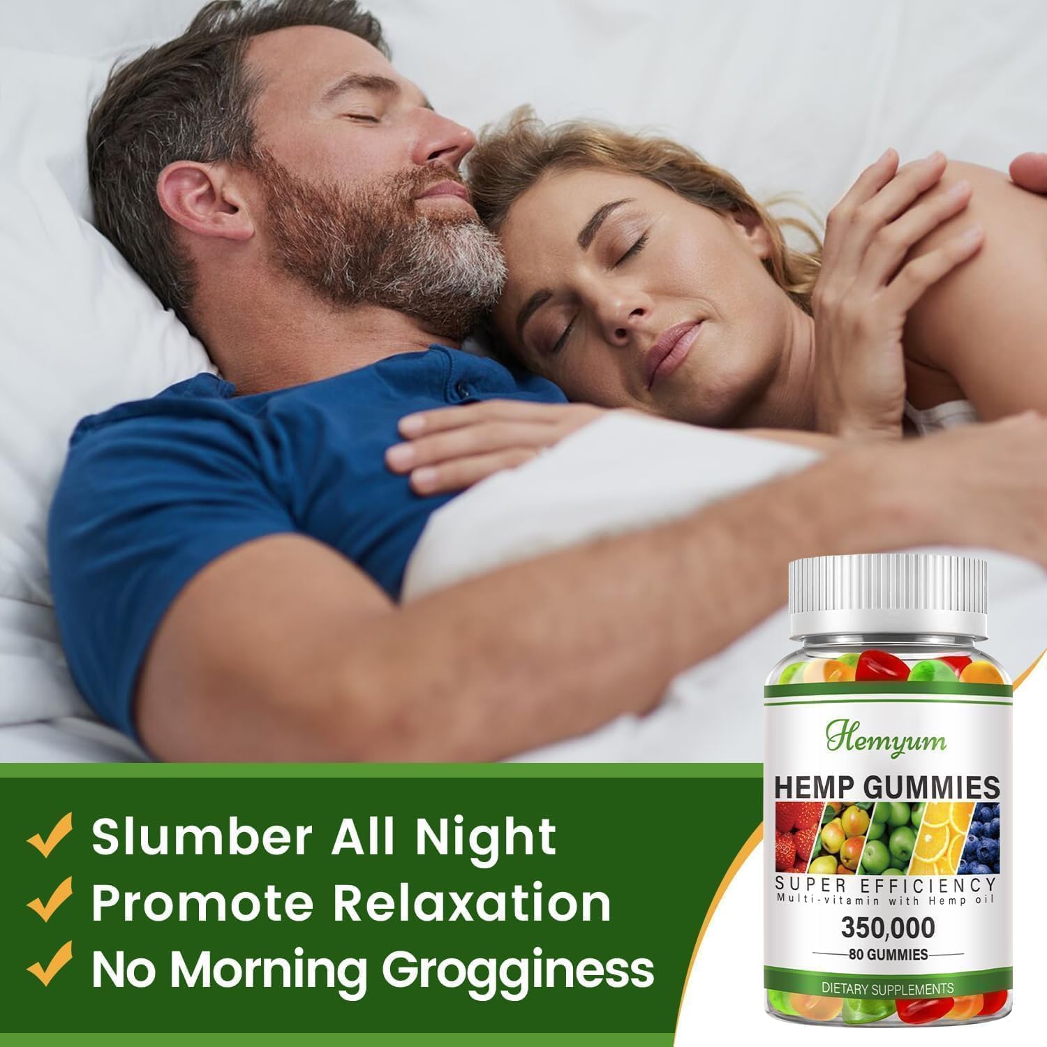 Hemp Gummies 2 Packs - Sleep, Pain & Anxiety Support - High Potency Organic Vegan Edibles