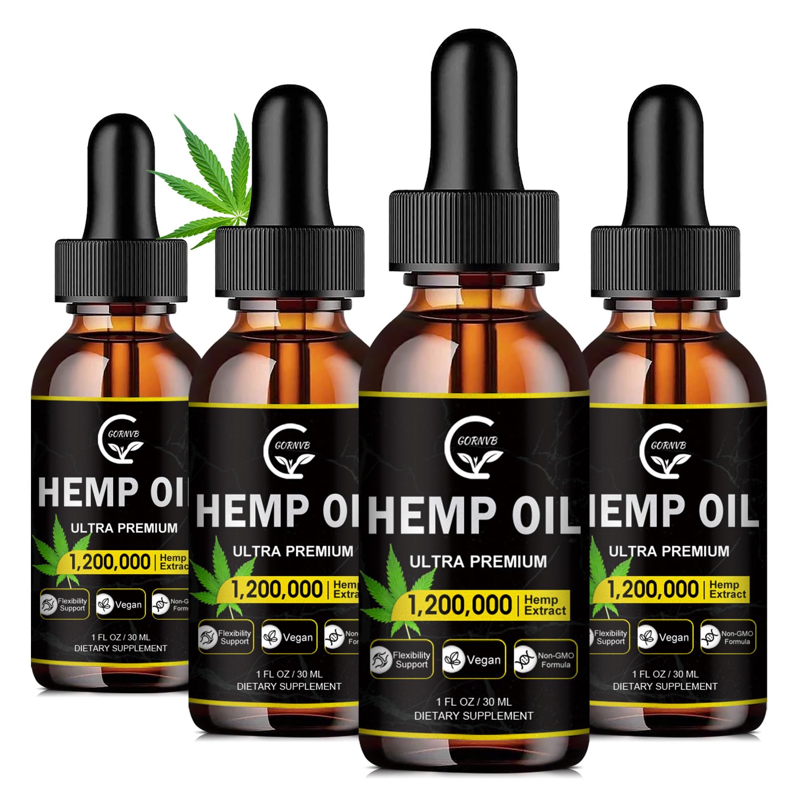 (4-Pack) High Potency Hemp Oil - Immune Support, Focus & Relaxation