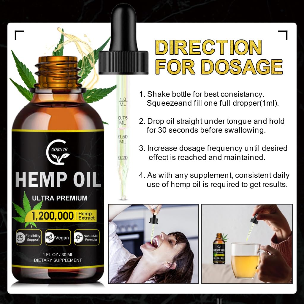(4-Pack) High Potency Hemp Oil - Immune Support, Focus & Relaxation