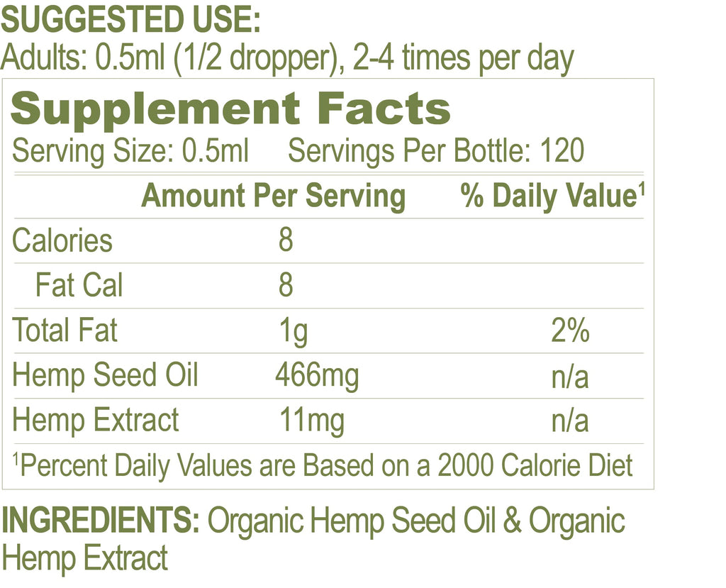 High Strength USDA Organic Hemp Oil Drops 1250mg – 2oz/60ml | Calming Relief