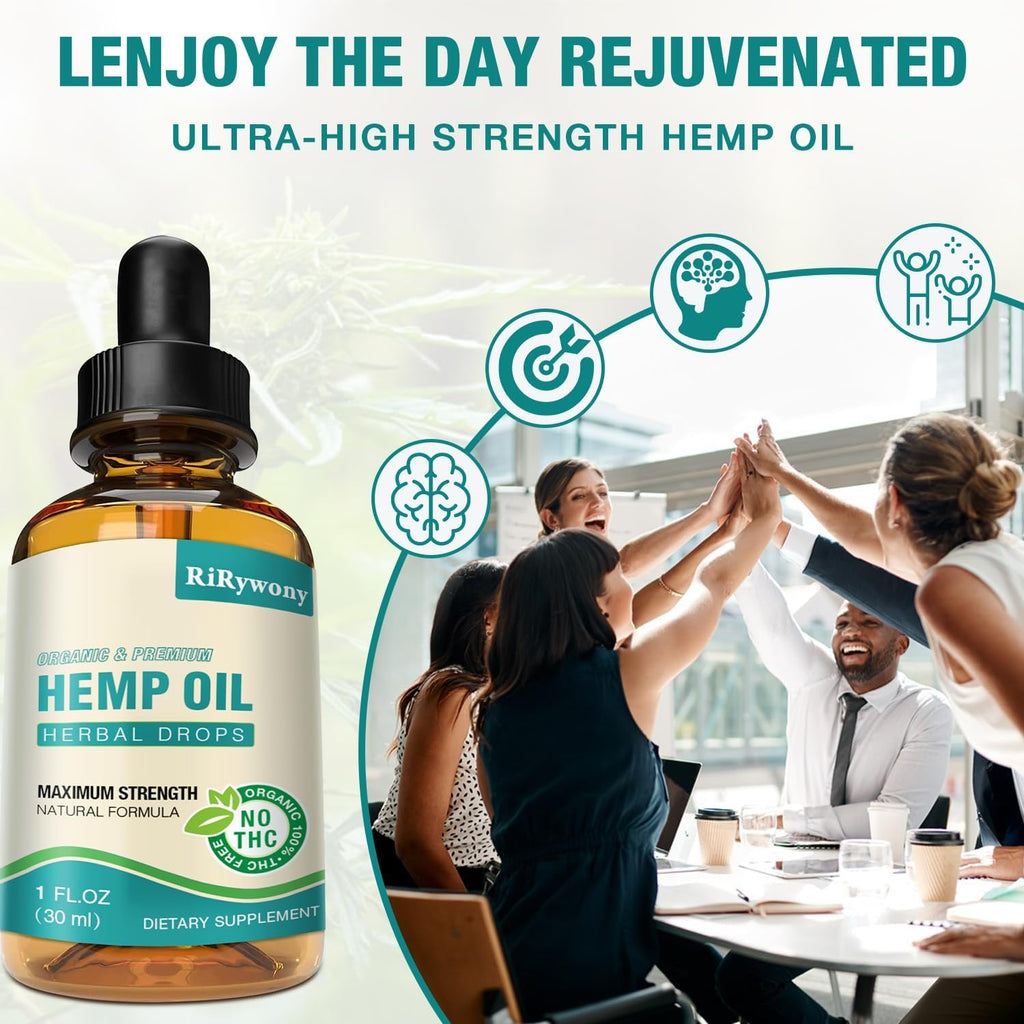 Hemp Oil High Potency Organic Drops - Maximum Strength Hemp Oil Tincture | Vegan 3 Pack