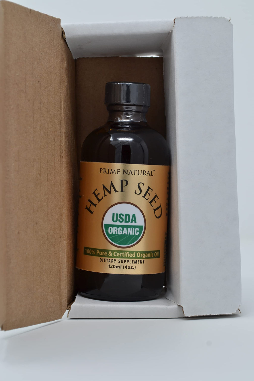Prime Natural Organic Hemp Seed Oil 4oz - USDA Certified | Cold-Pressed Sativa Oil | Vegan, Food Grade