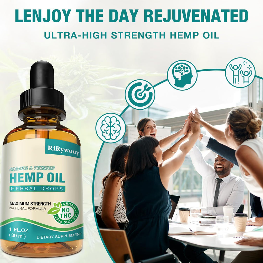 Hemp Oil High Potency - 3 Pack Maximum Strength Organic Hemp Drops for Adults | Natural Relax & Good Mood | Vegan Tincture