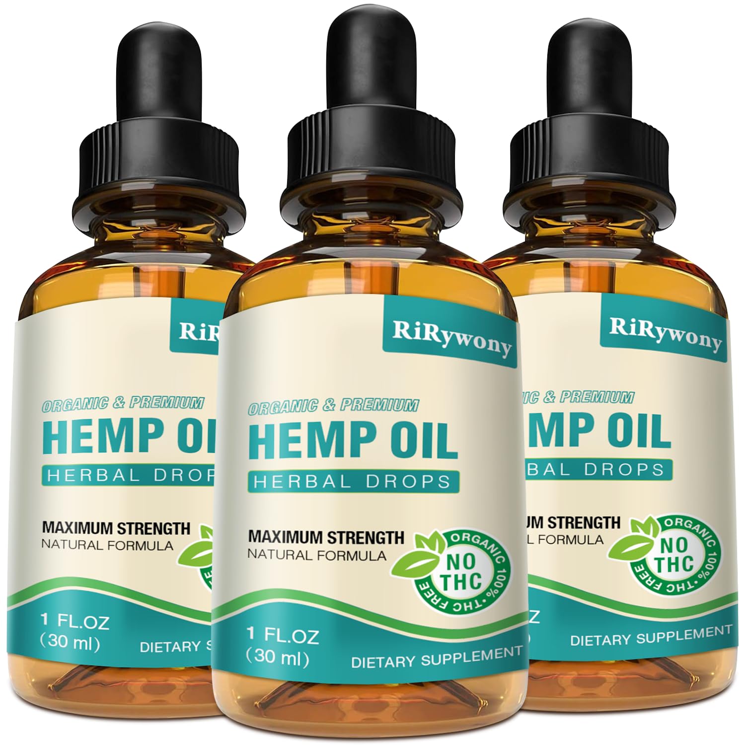 Hemp Oil High Potency - 3 Pack Maximum Strength Organic Hemp Drops for Adults | Natural Relax & Good Mood | Vegan Tincture