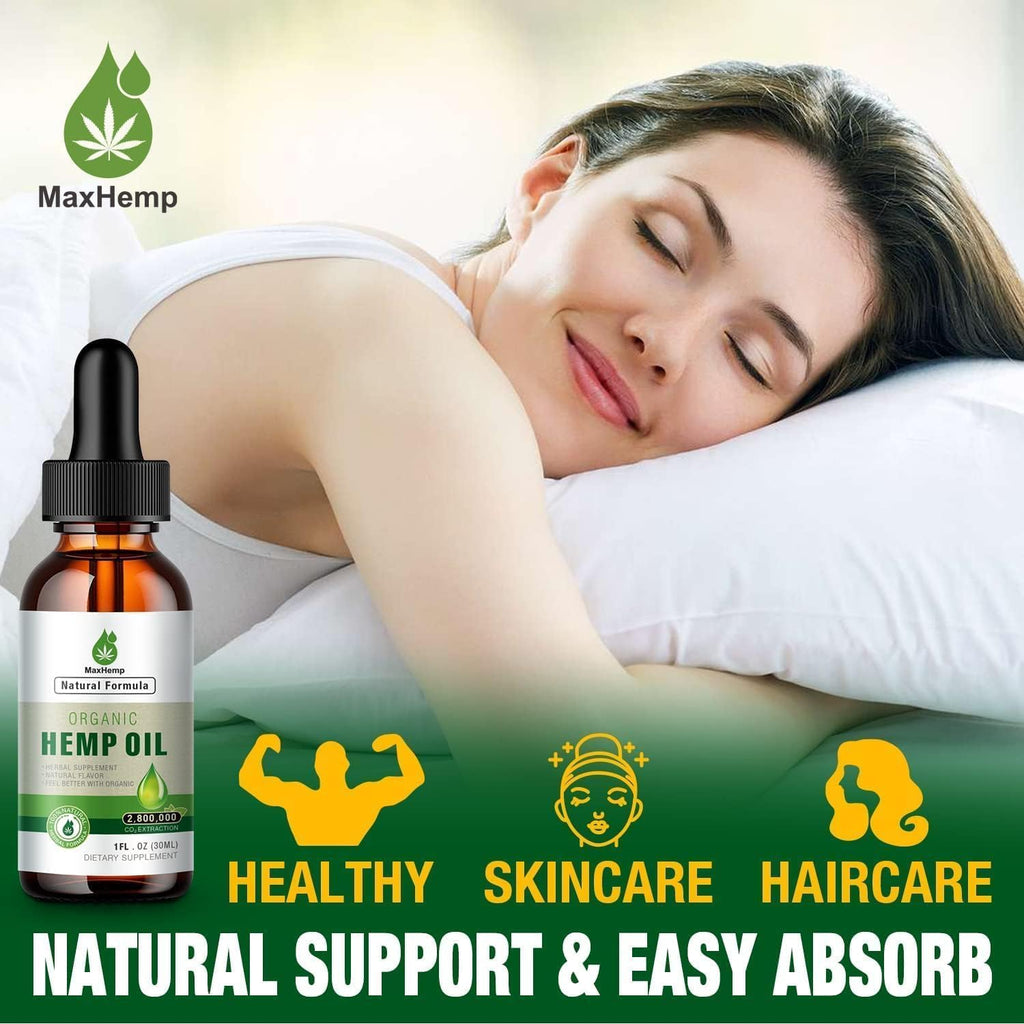 Hemp Oil Organic Premium - Maximum Strength | 100% Natural Hemp Drops Tincture - Vegan 2-Pack