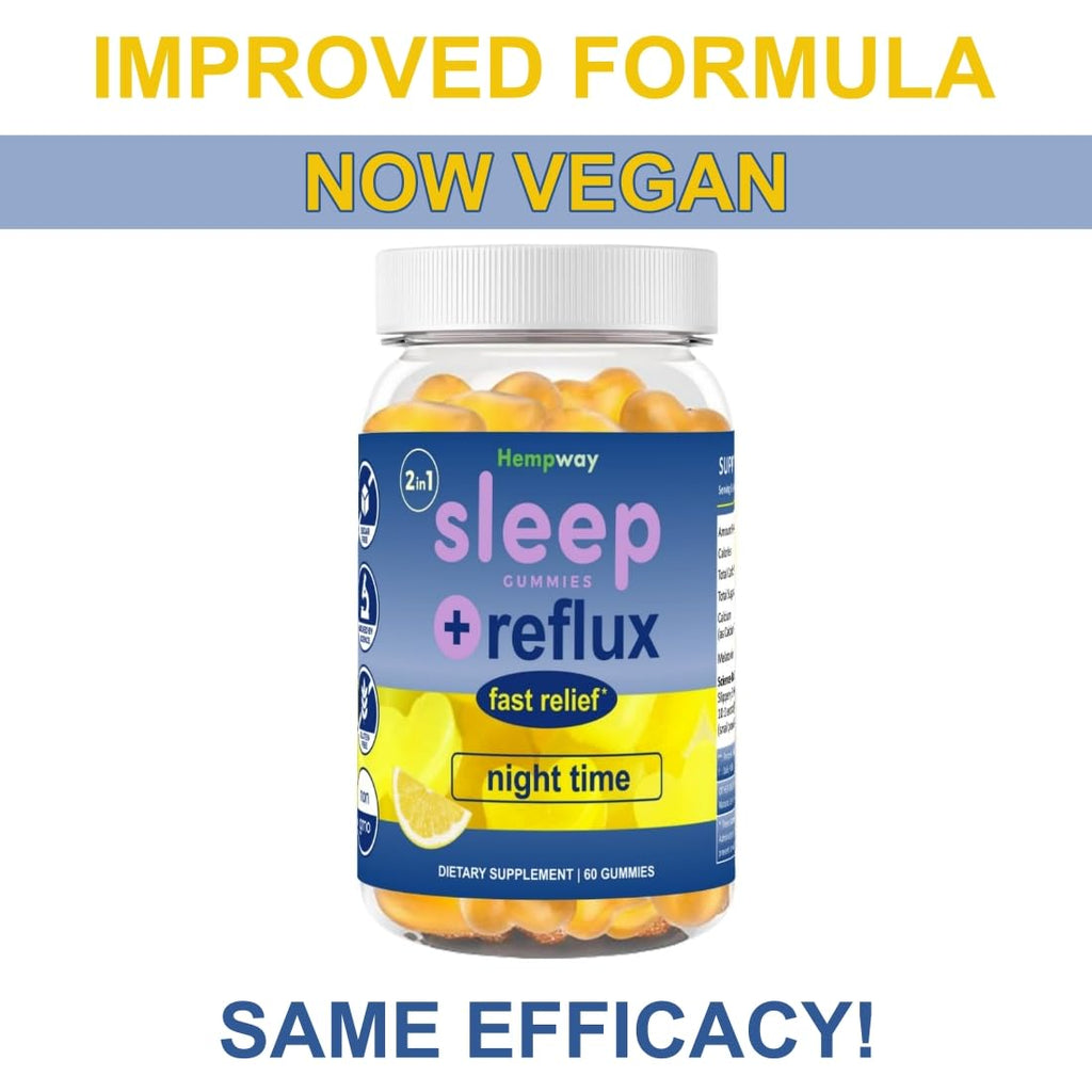 HEMPWAY Reflux Raft Gummies – Nighttime Sleep + Acid Reflux Relief, Lemon, 60 Gummies