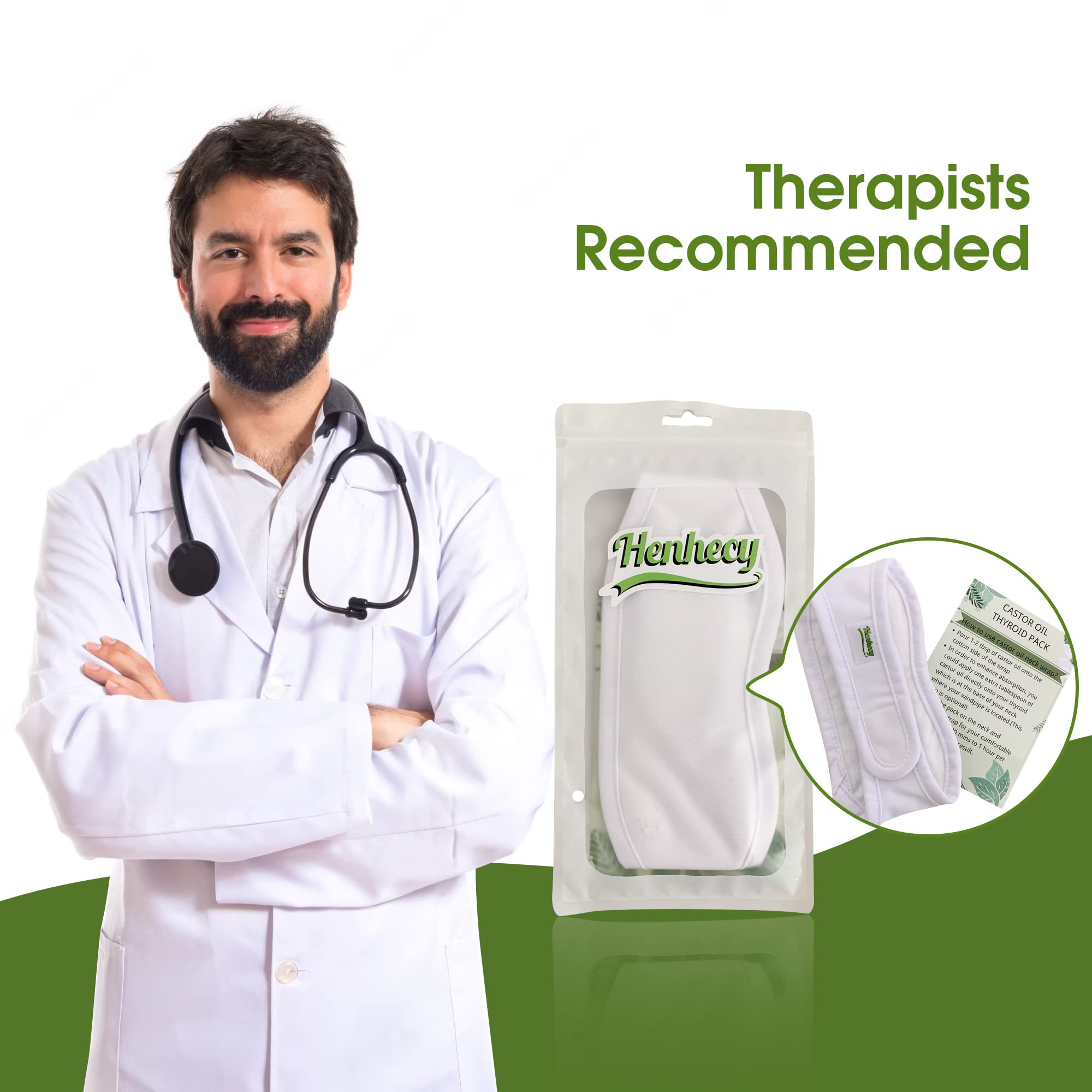 Henhecy Castor Oil Neck Wrap – Thyroid Support, Lymphatic Detox, Inflammation Relief