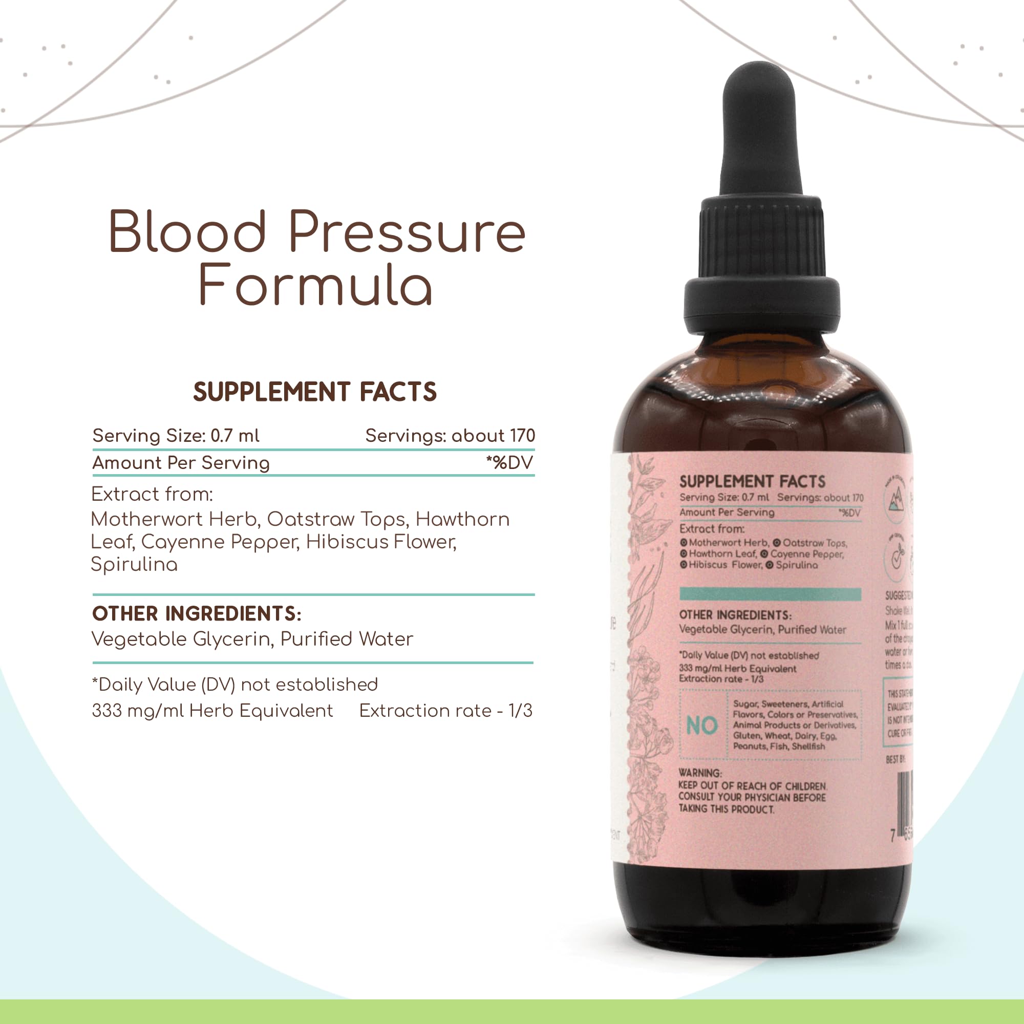 HerbEra Blood Pressure Formula B120 – Alcohol-Free Extract Tincture (4 Oz)