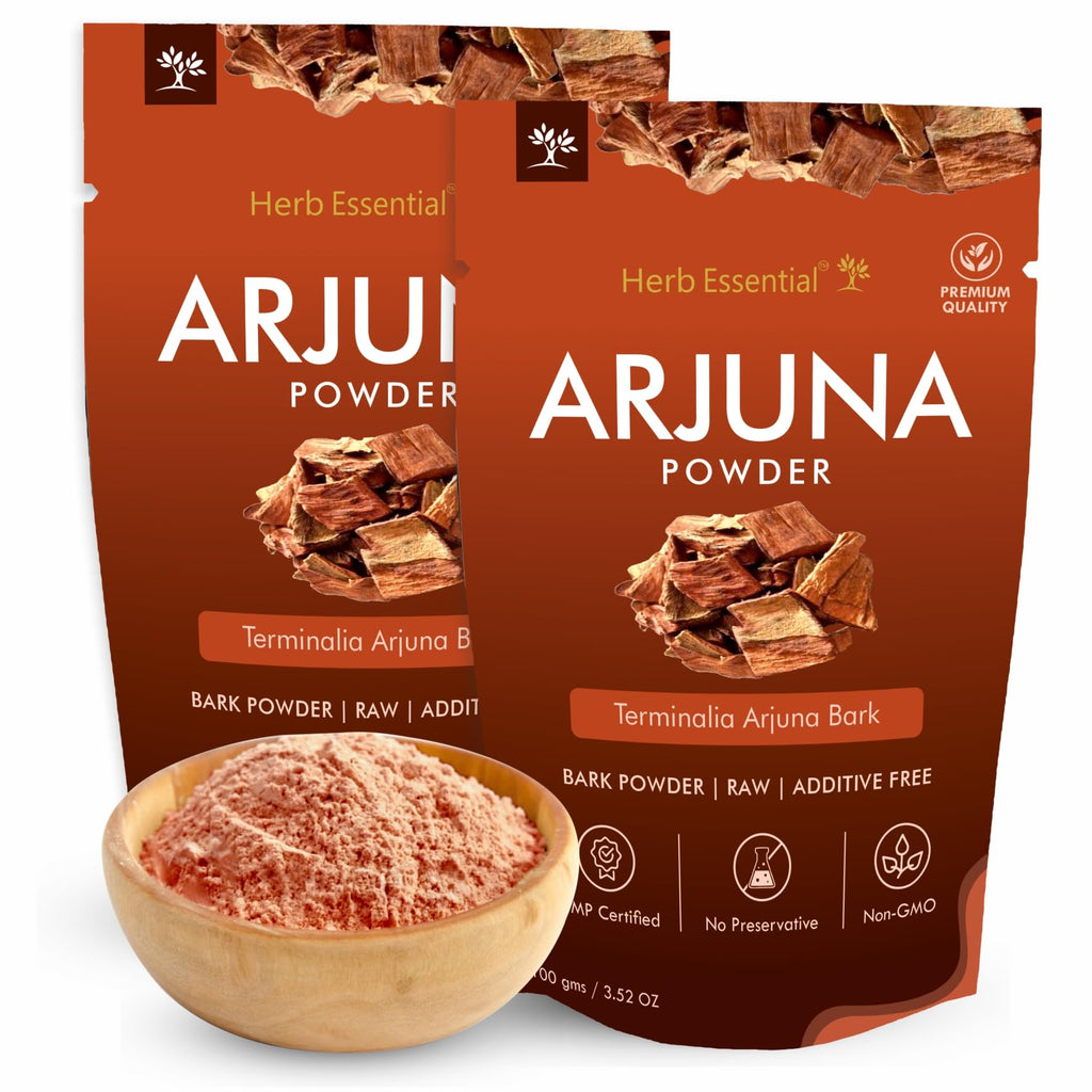Herb Essential Arjuna Powder 2x100g – Terminalia Arjuna Bark, Vegan, GMP Certified