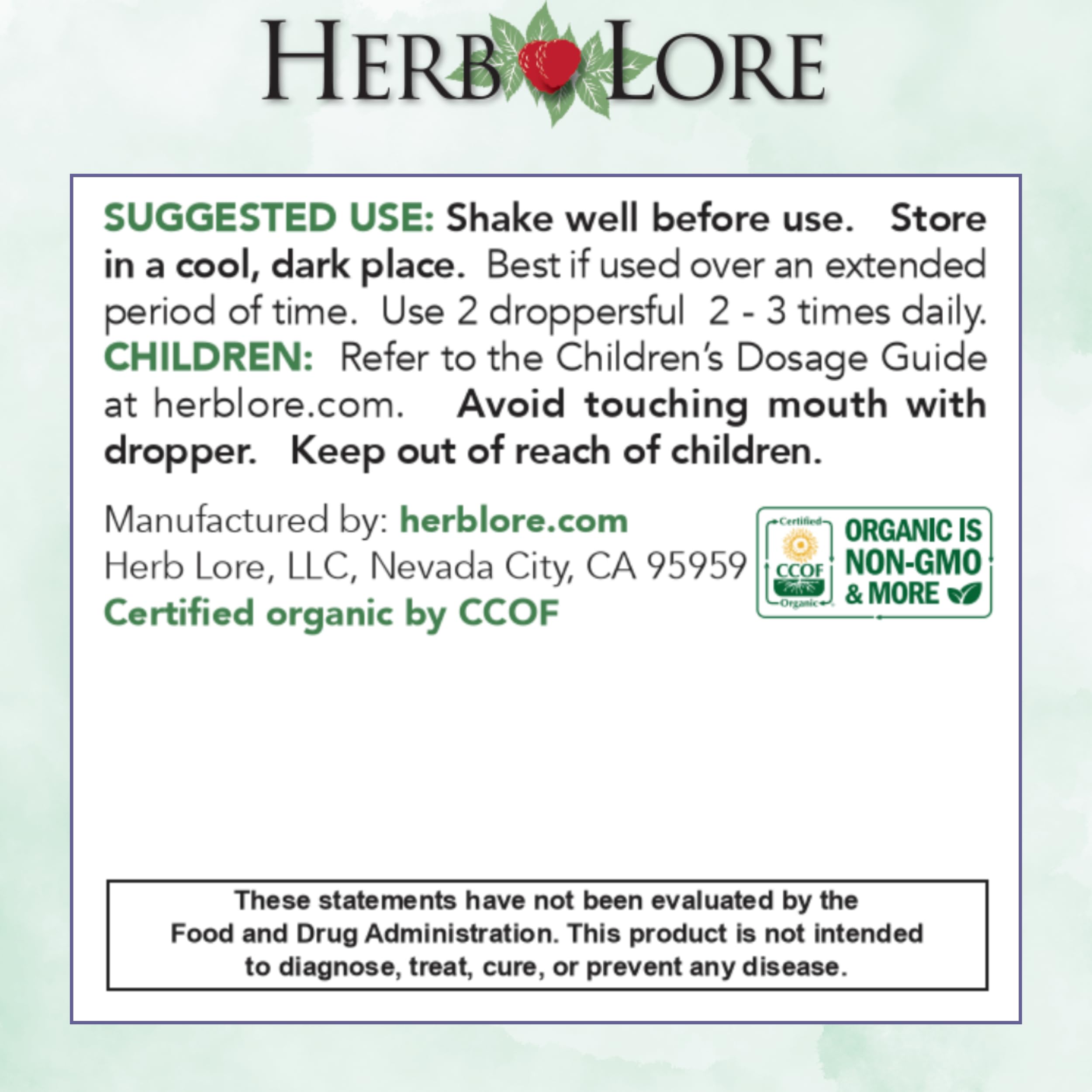 Herb Lore Iron Tonic - Organic Liquid Iron Drops for Kids & Women (4 fl oz) - Plant-Based & Vegan