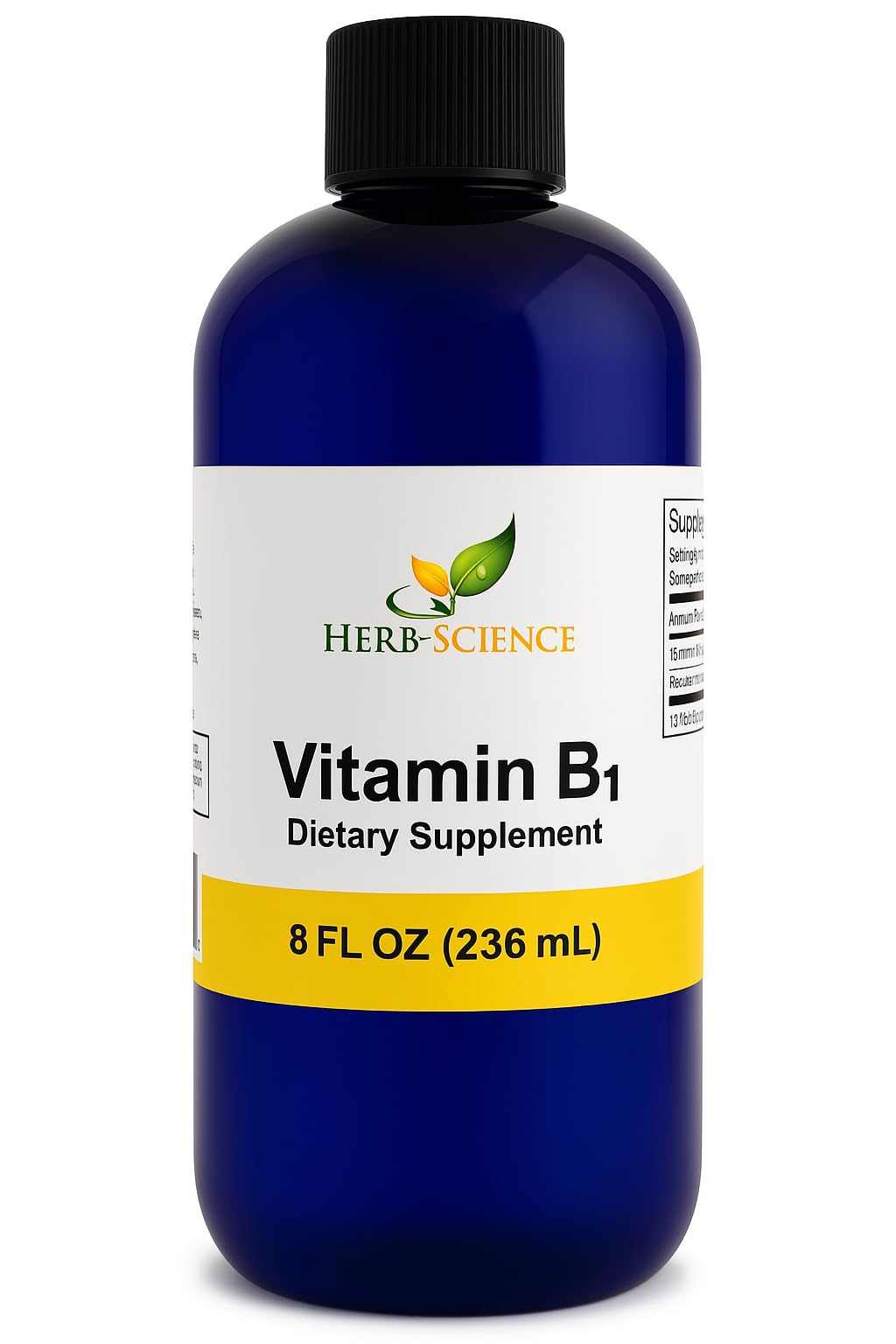 Herb-Science Liquid Vitamin B1 Drops – Thiamine for Energy, Digestion & Nerves | 8 fl oz, 500% DV, 288 Servings