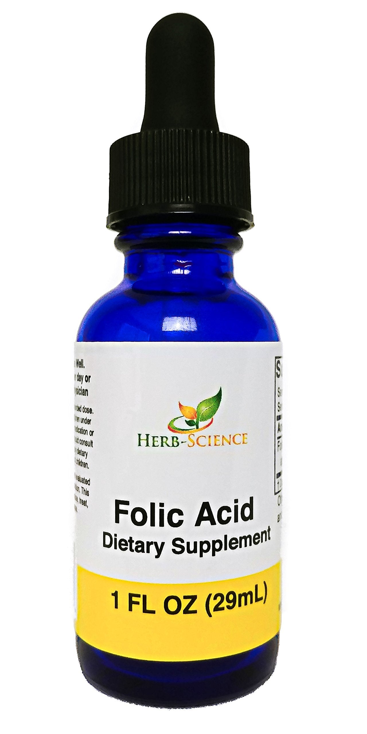 Herb-Science Liquid Vitamin B9 Folic Acid Drops | Brain & Digestive Health