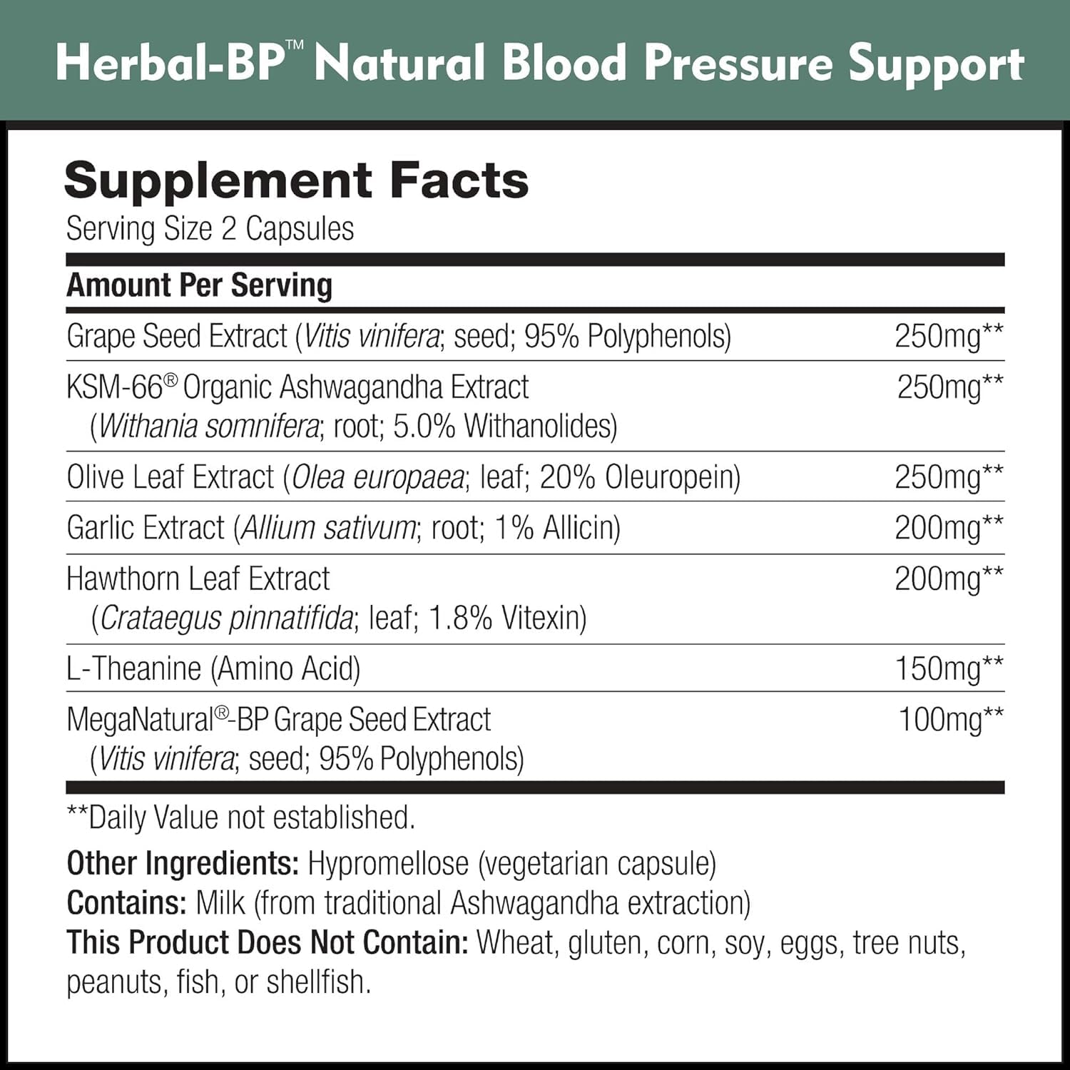 Herbal-BP Natural Blood Pressure Supplement – 3-Pack (Grape Seed, Garlic, Hawthorn)