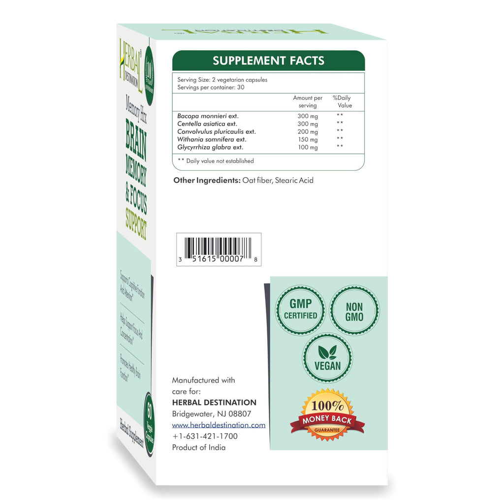 Herbal Destination Memory Hrx – Brain Support, Focus & Memory (60 Veg Caps)