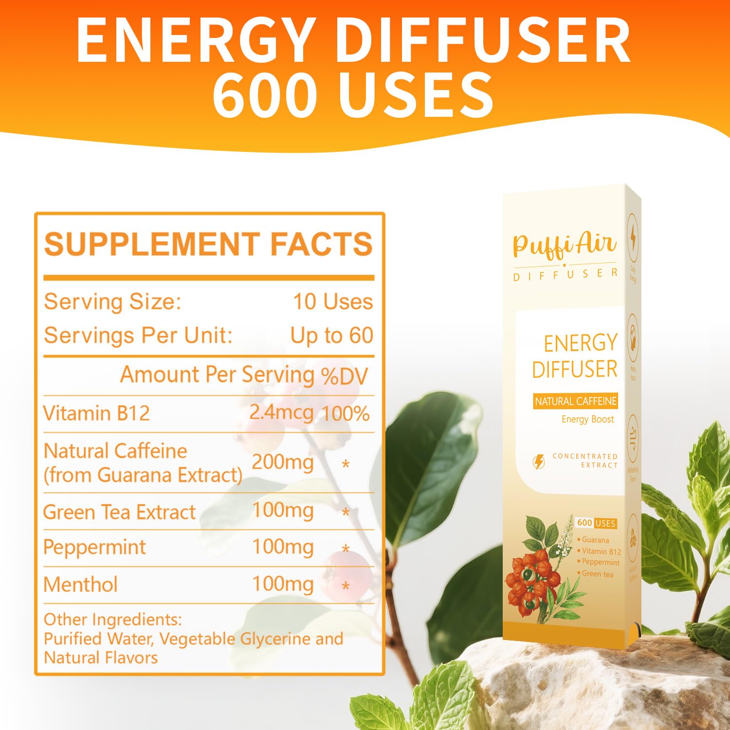 Herbal Diffuser Bundles (2 Sticks Orange & Green) | PUFFIAIR 4-in-1 Wellness