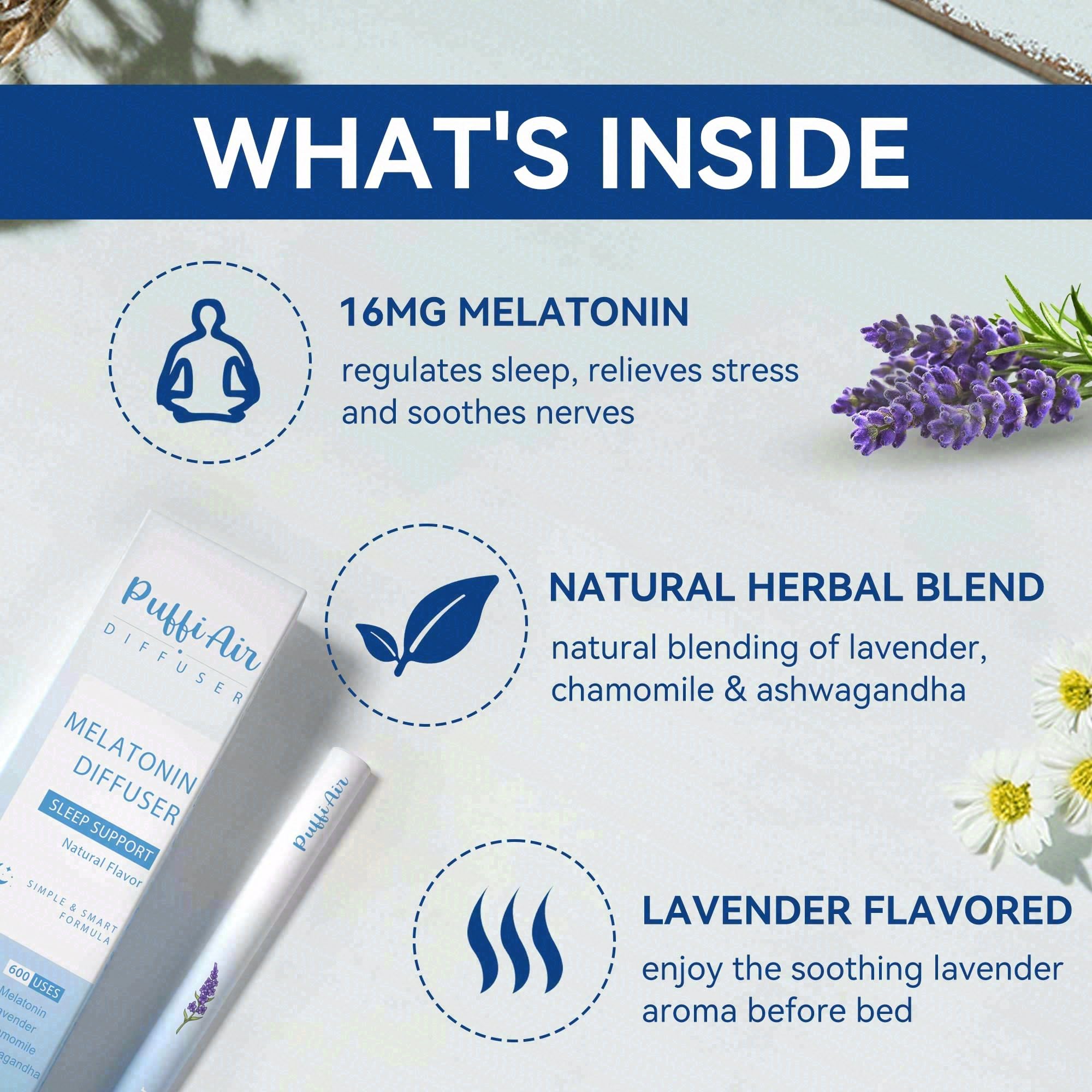 Herbal Diffuser Pen 600 Uses and Nasal Stick (1 Lavender Stick + 1 Nasal Stick)