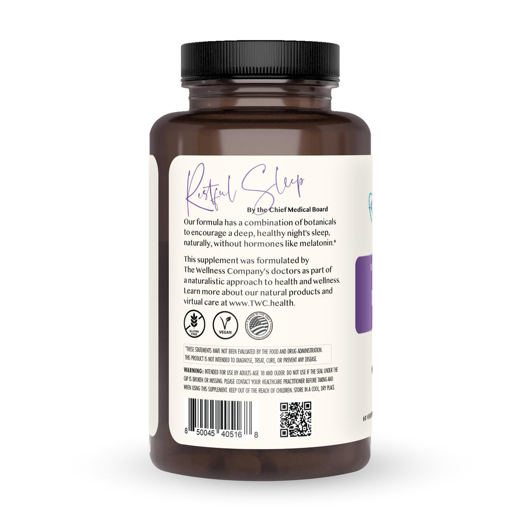 The Wellness Company Restful Sleep - Melatonin-Free Deep Sleep & REM Support - 60ct (1 Month Supply)