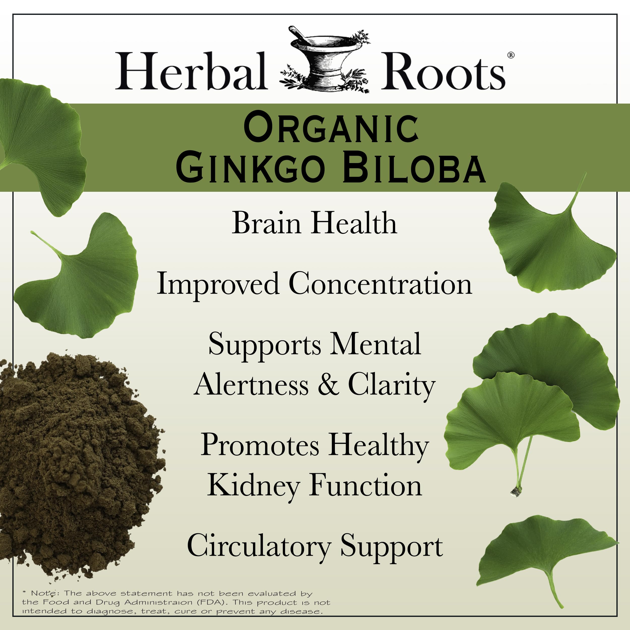 Herbal Roots Organic Ginkgo Biloba – 60 Vegan Capsules