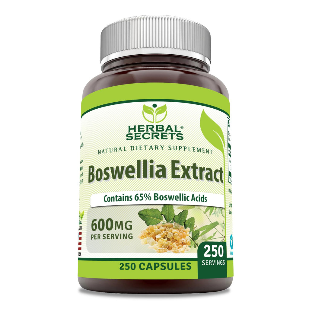 Herbal Secrets Boswellia Serrata Extract 65% Boswellic Acids, 600 mg Capsules – 250 Count | Non-GMO, Gluten Free