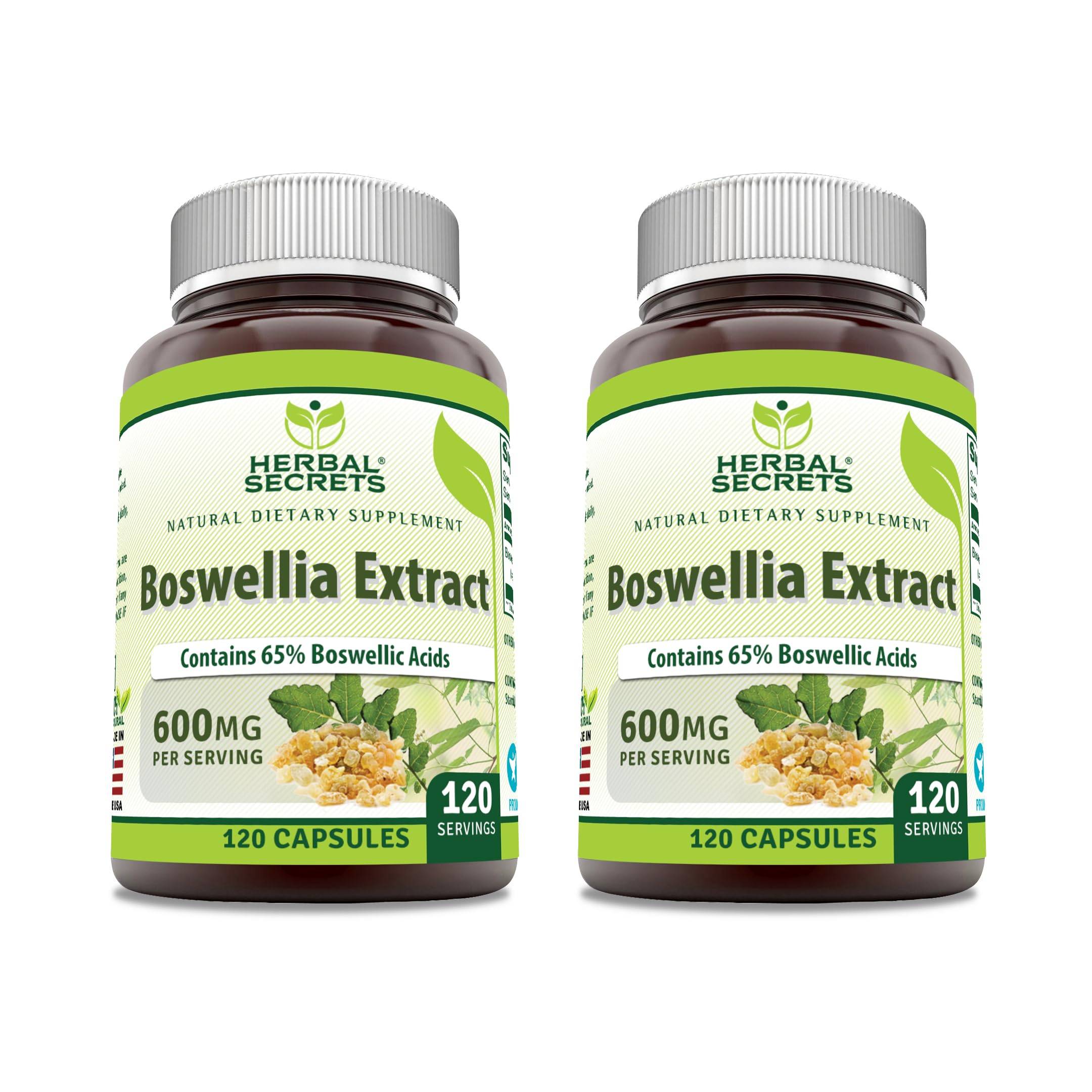 Herbal Secrets Boswellia Serrata Extract 600 mg – 65% Boswellic Acids | Non-GMO, Gluten Free | 2 Pack