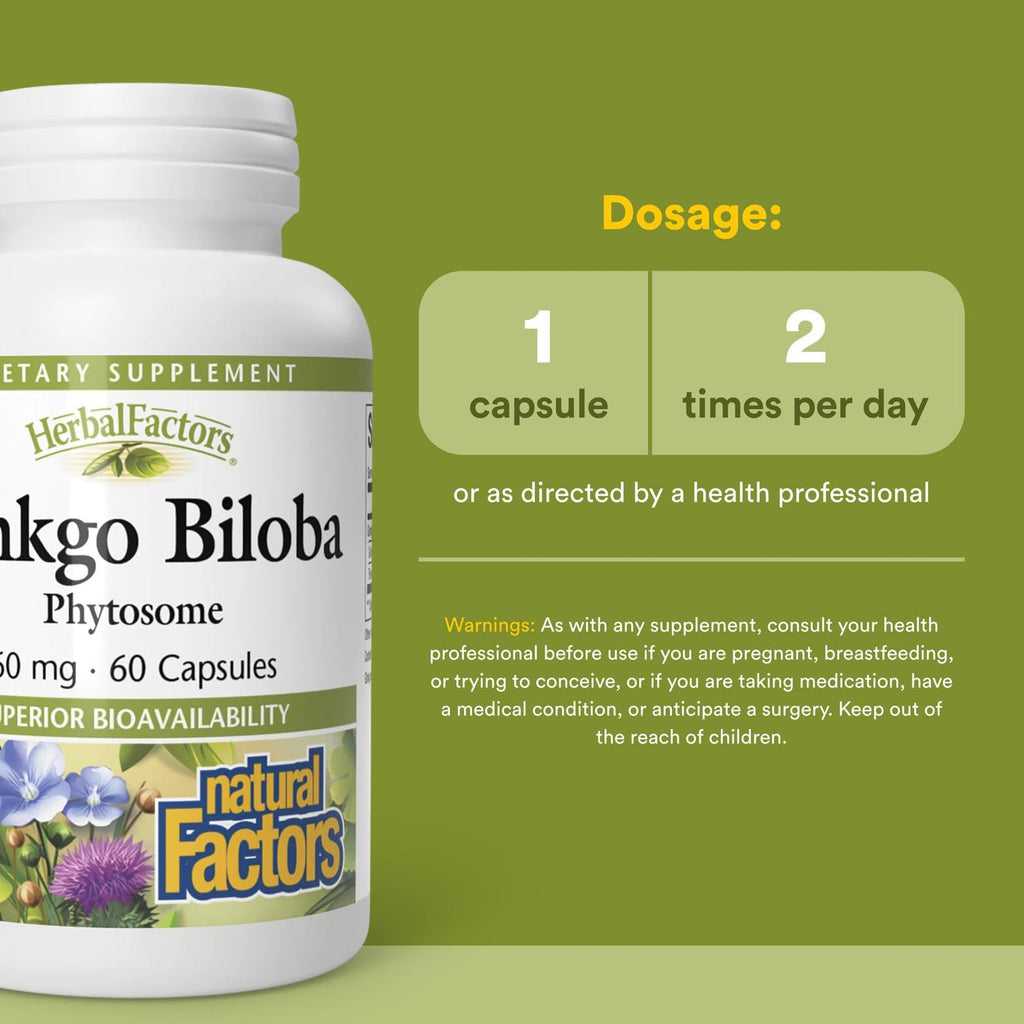 HerbalFactors Ginkgo Biloba Phytosome – Circulation & Brain Health, 60 Caps