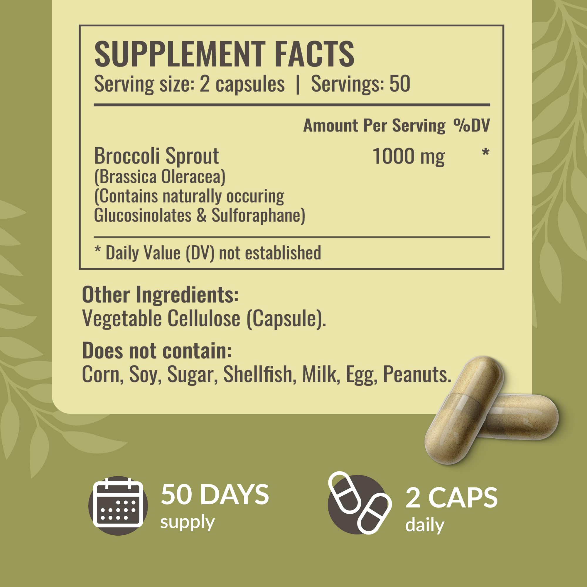HERBAMAMA Broccoli Sprouts Capsules – 1000mg Broccoli Sprout Extract, Vegan & Non-GMO | Immune & Antioxidant Support (Pack of 2)